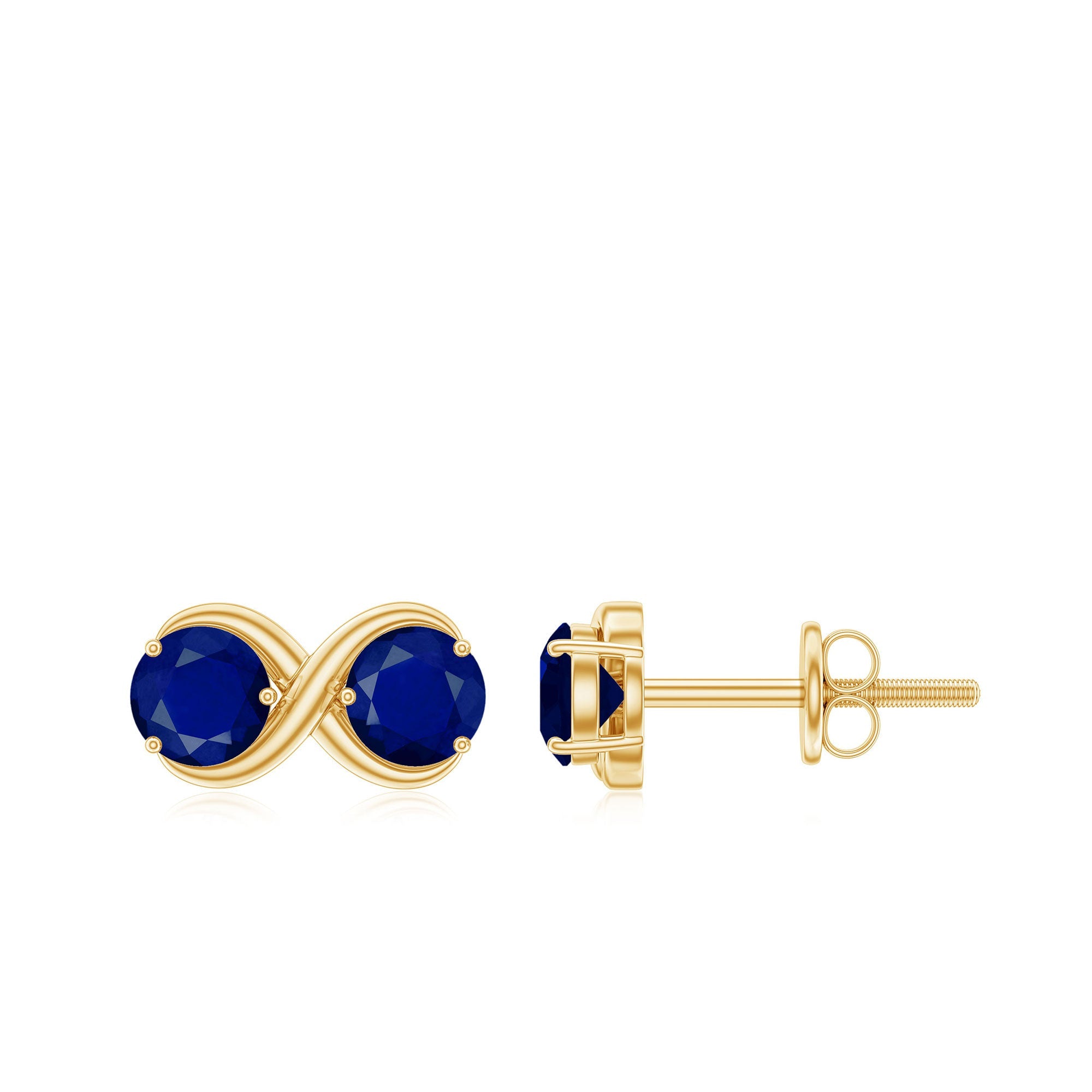 Simple Blue Sapphire Two Stone Infinity Stud Earrings | Earrings | Wiccan Center