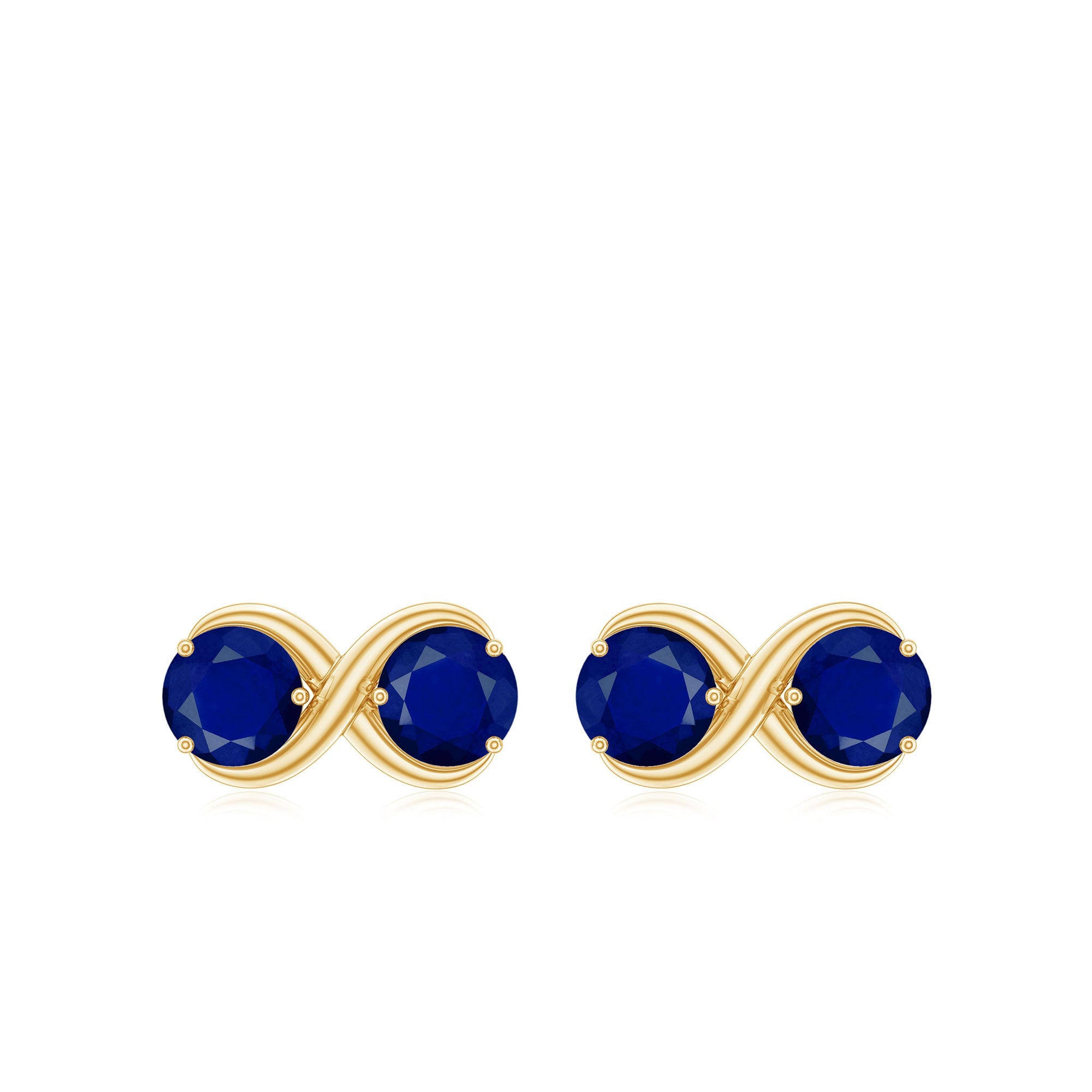 Simple Blue Sapphire Two Stone Infinity Stud Earrings