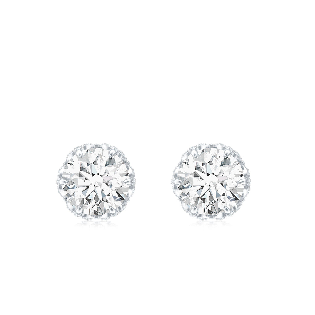 Designer 1 Carat Moissanite Stud Earrings with Screw Back