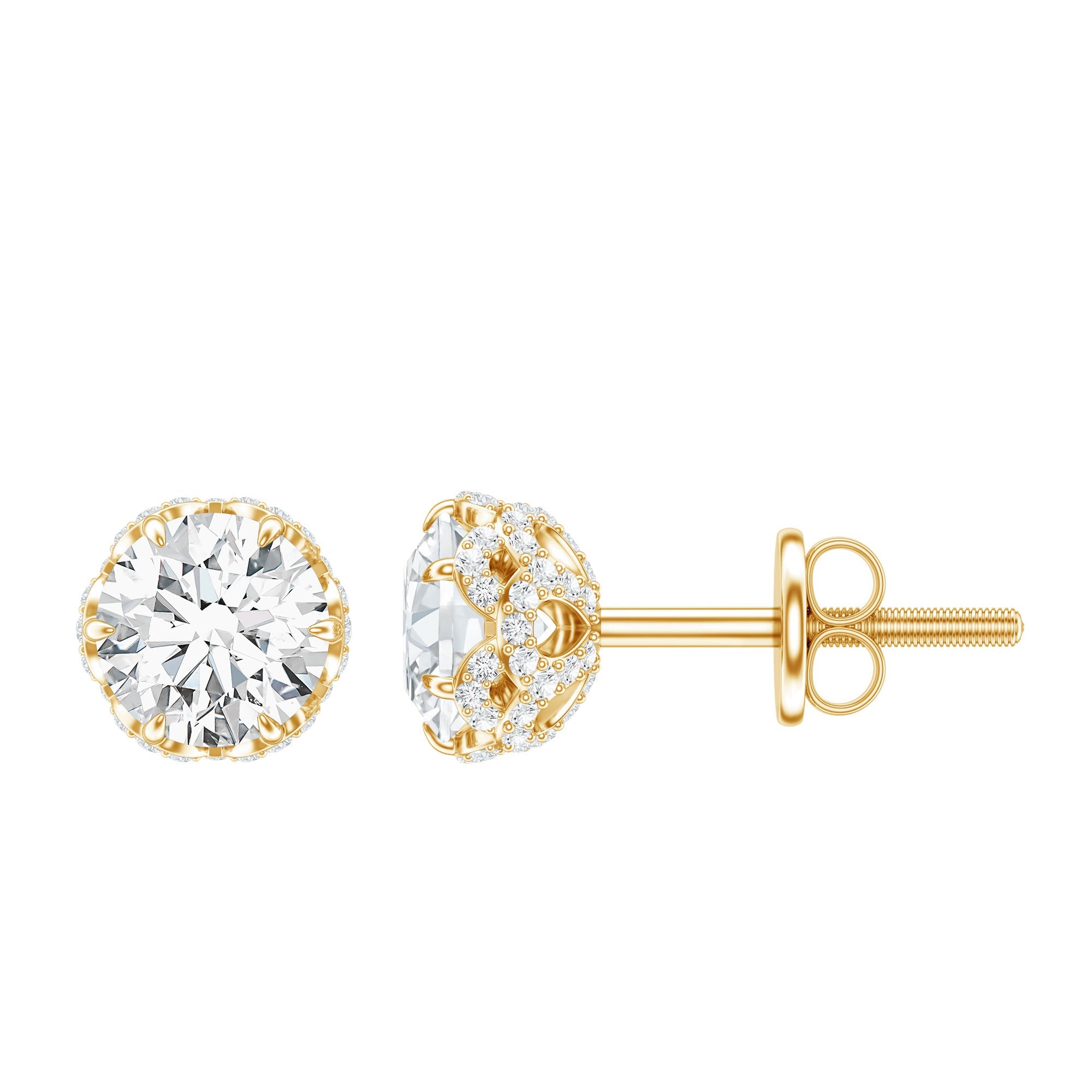 Designer 1 Carat Moissanite Stud Earrings with Screw Back | Earrings | Wiccan Center