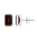 1.4 CT Emerald Cut Garnet Solitaire Stud Earrings in Bezel Setting