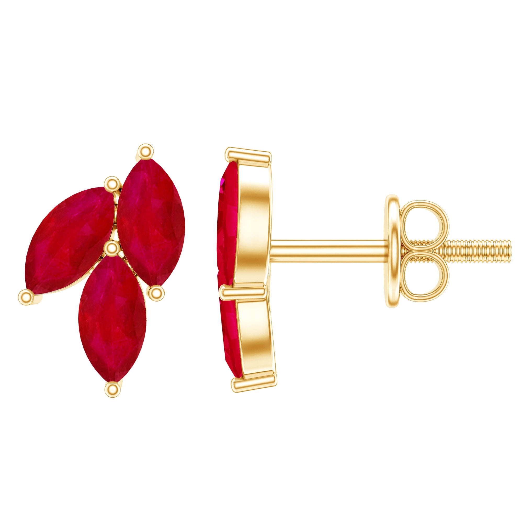Certified Marquise Shape Ruby Leaf Stud Earrings for Women | Earrings | Wiccan Center