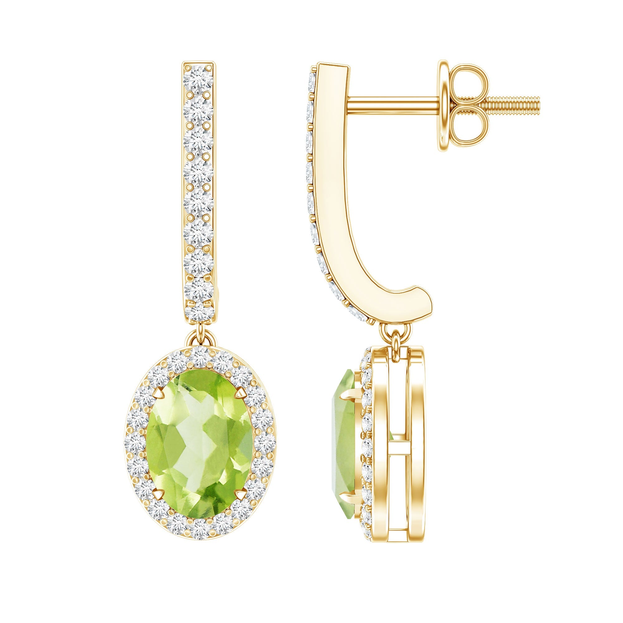 2.2 Carat Claw Set Peridot and Moissanite Drop Hoop Earrings | Earrings | Wiccan Center