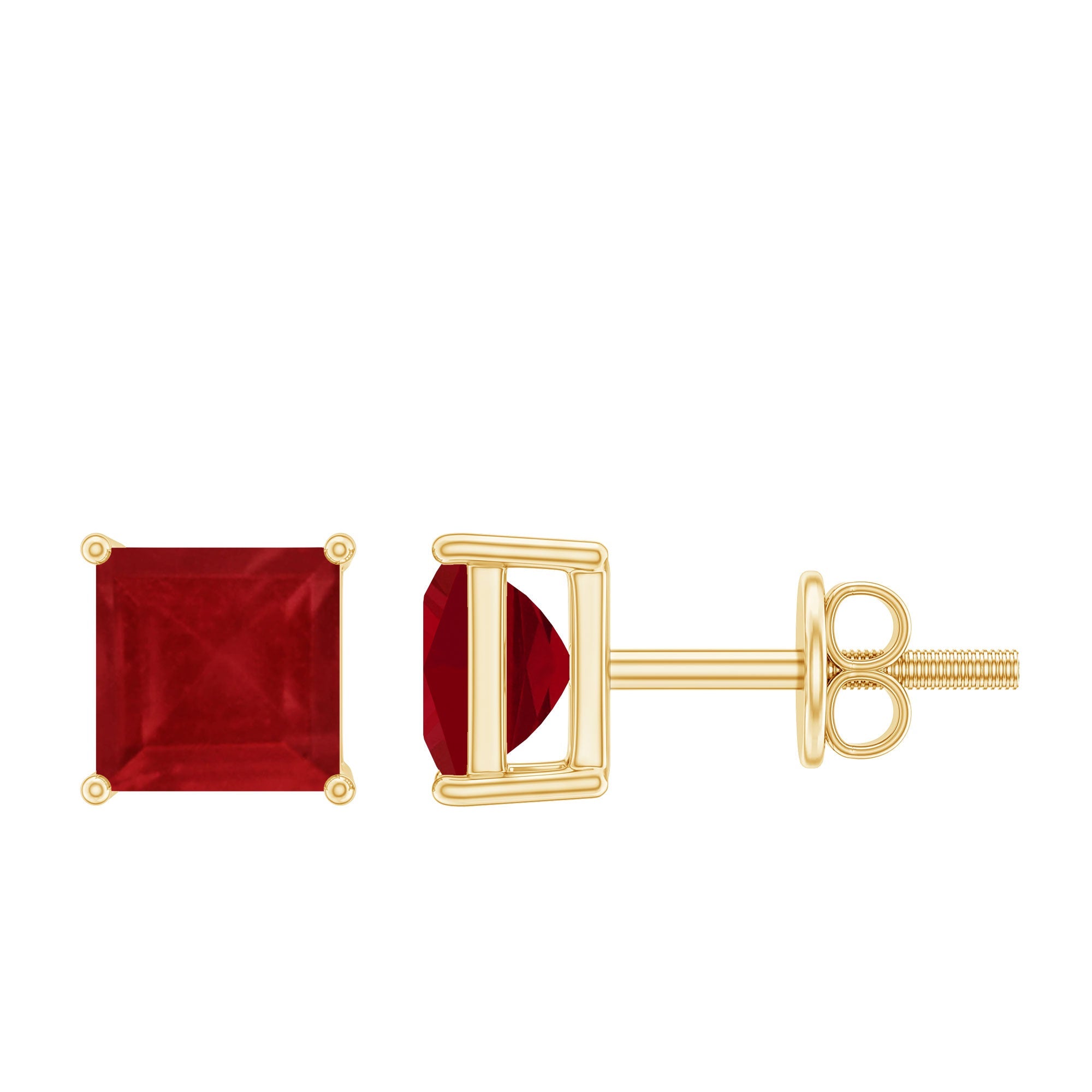 0.9 Carat Princess Cut Ruby Solitaire Stud Earrings | Earrings | Wiccan Center