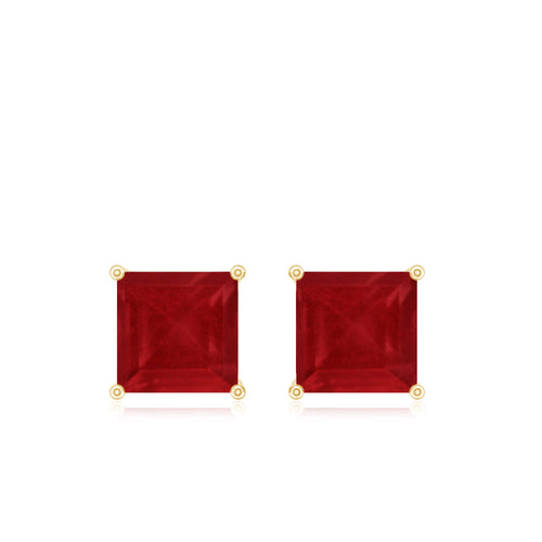 0.9 Carat Princess Cut Ruby Solitaire Stud Earrings | Earrings | Wiccan Center