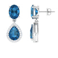 2.3 Carat London Blue Topaz and Diamond Dangle Drop Earrings