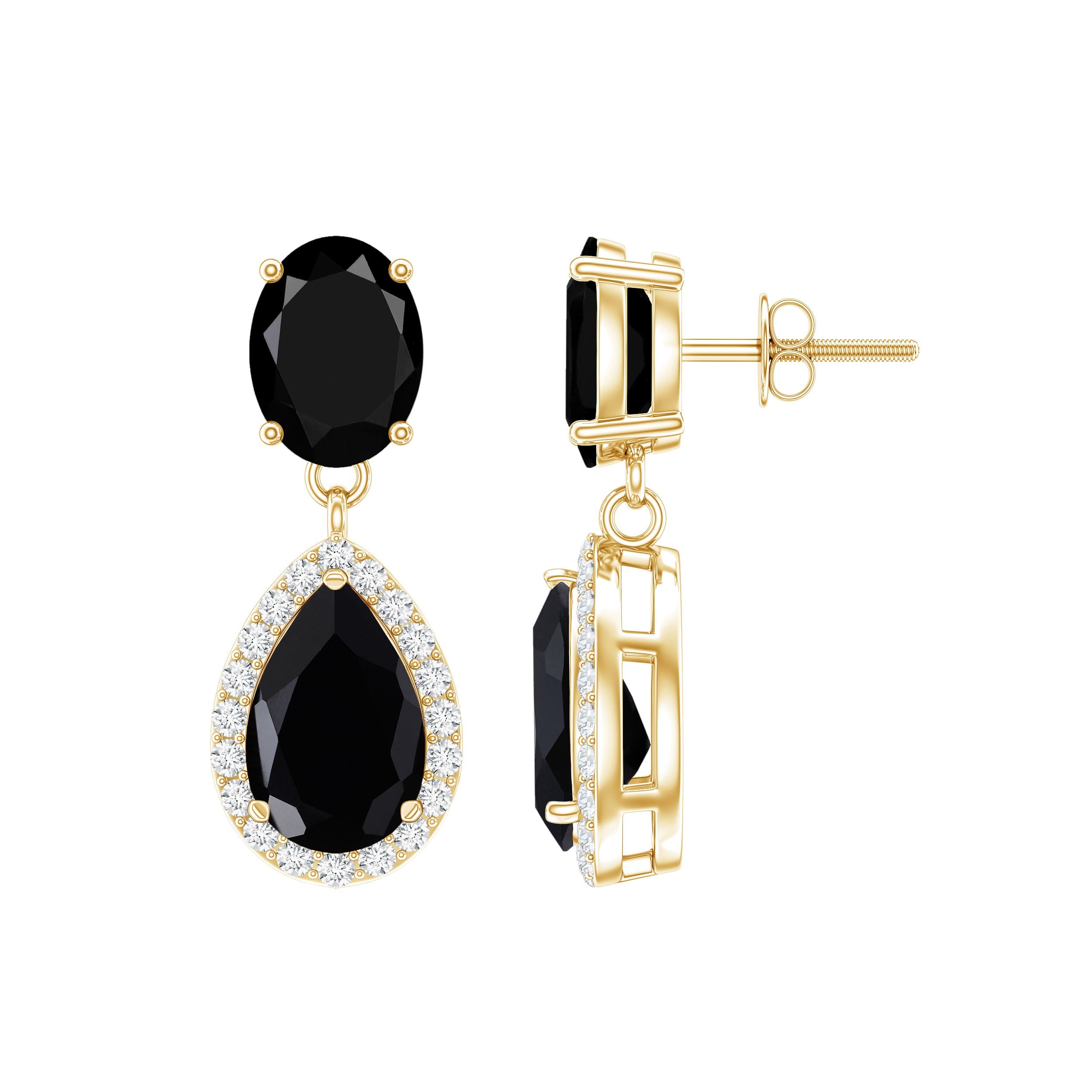 2 Carat Black Onyx and Diamond Dangle Drop Earrings | Earrings | Wiccan Center