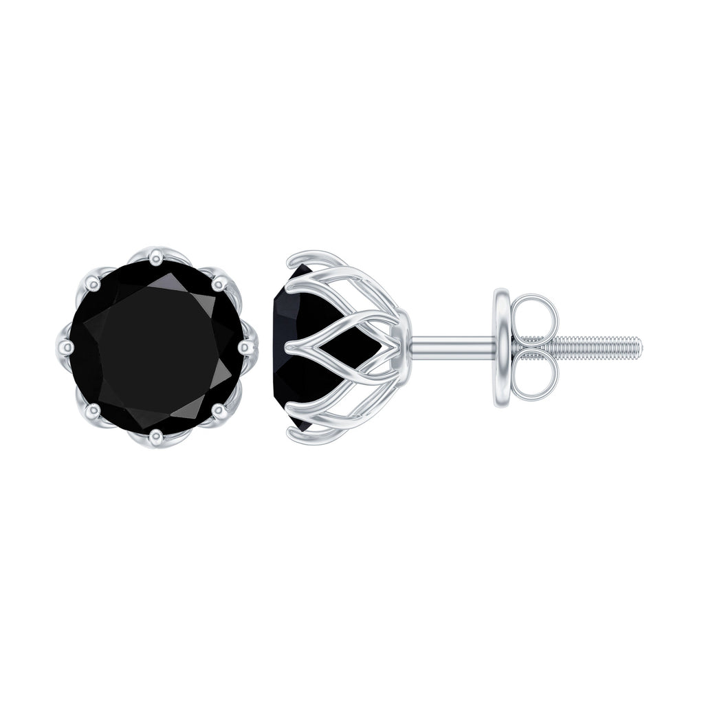 Natural 2.4 Carat Black Onyx Earrings with Screw Back