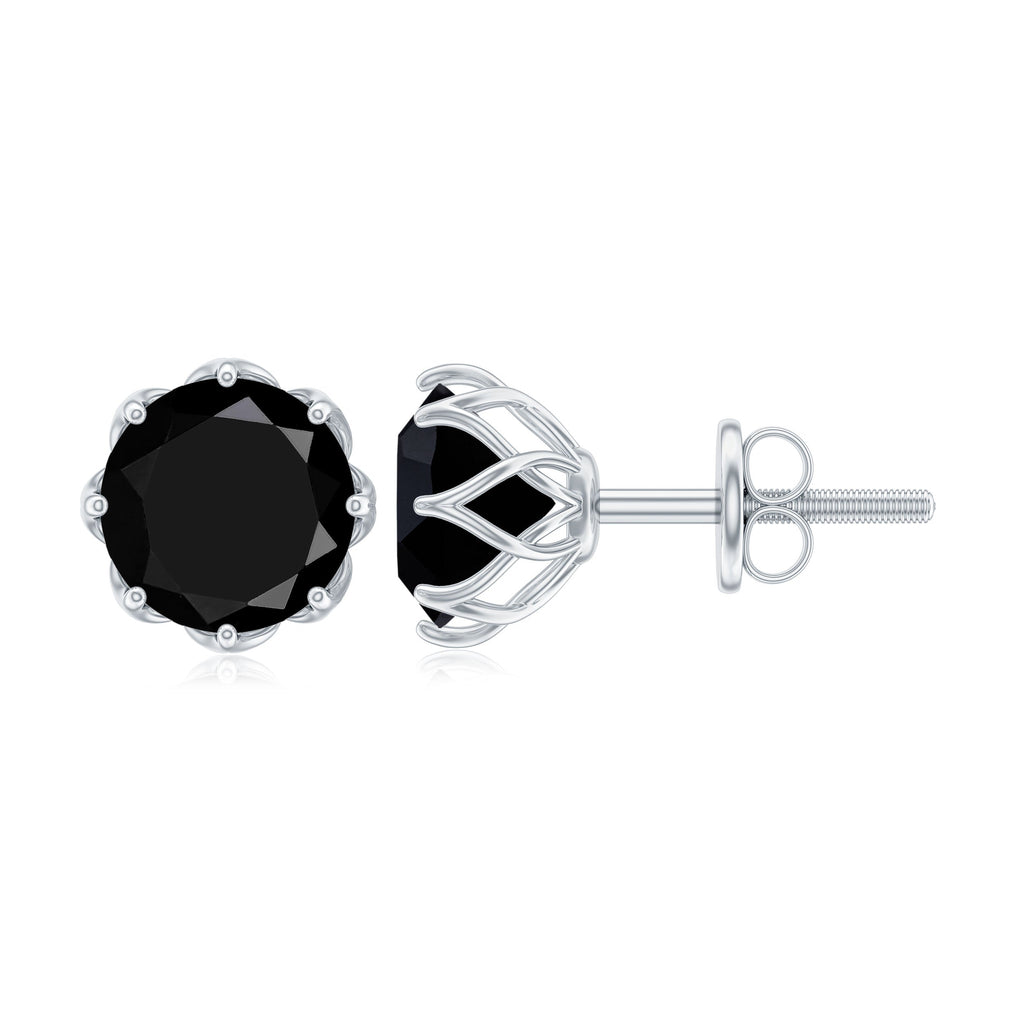 Natural 2.4 Carat Black Onyx Earrings with Screw Back