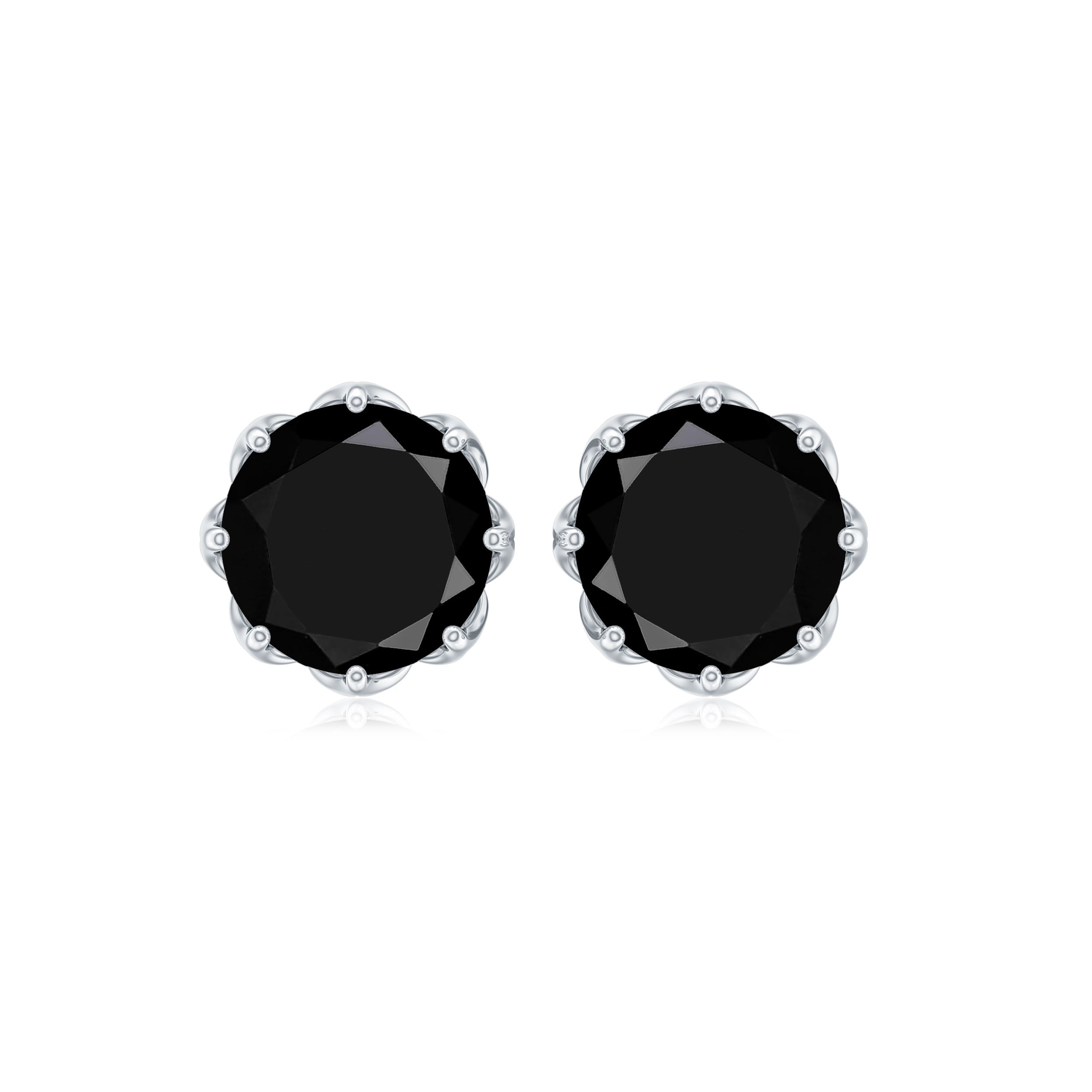 Natural 2.4 Carat Black Onyx Earrings with Screw Back