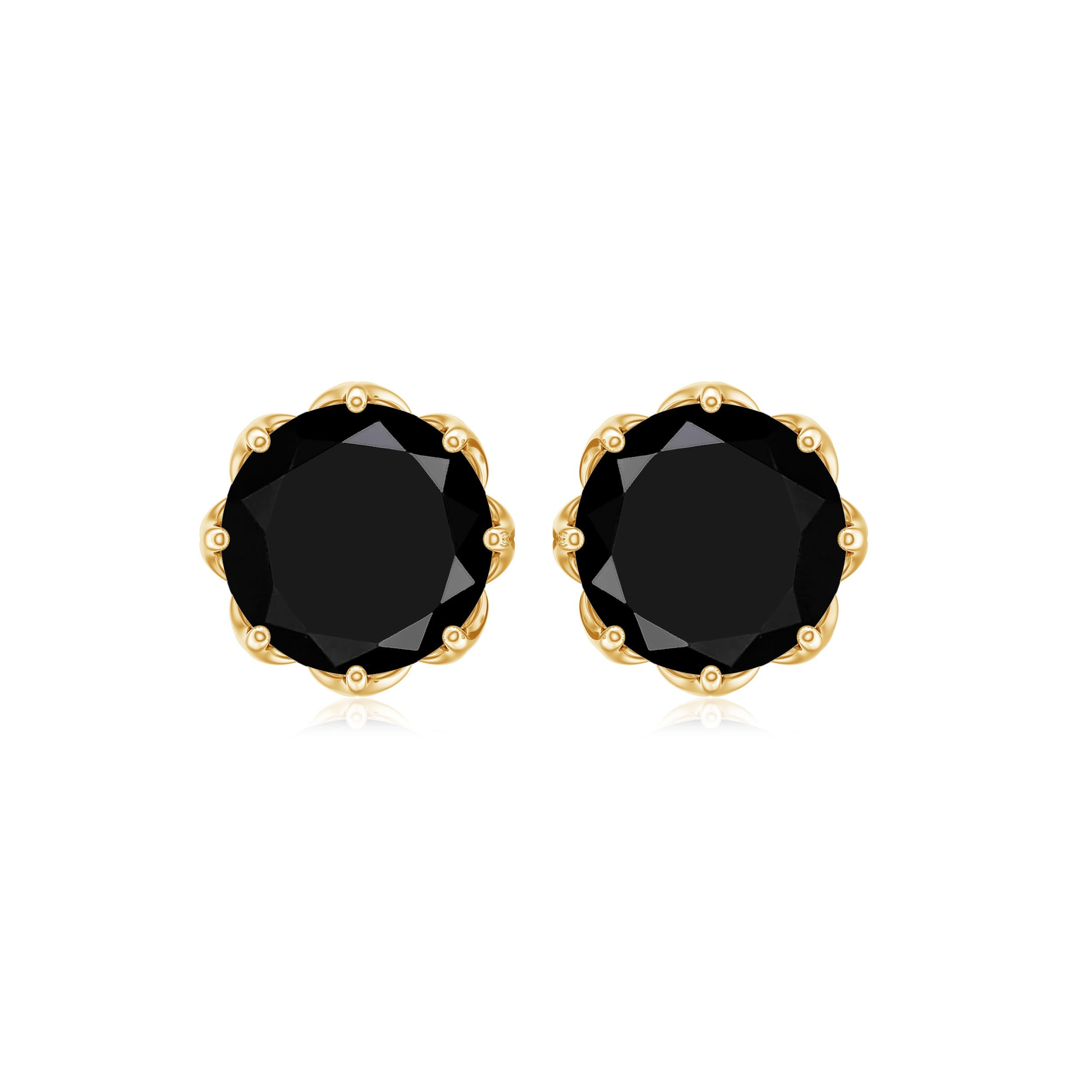 Natural 2.4 Carat Black Onyx Earrings with Screw Back