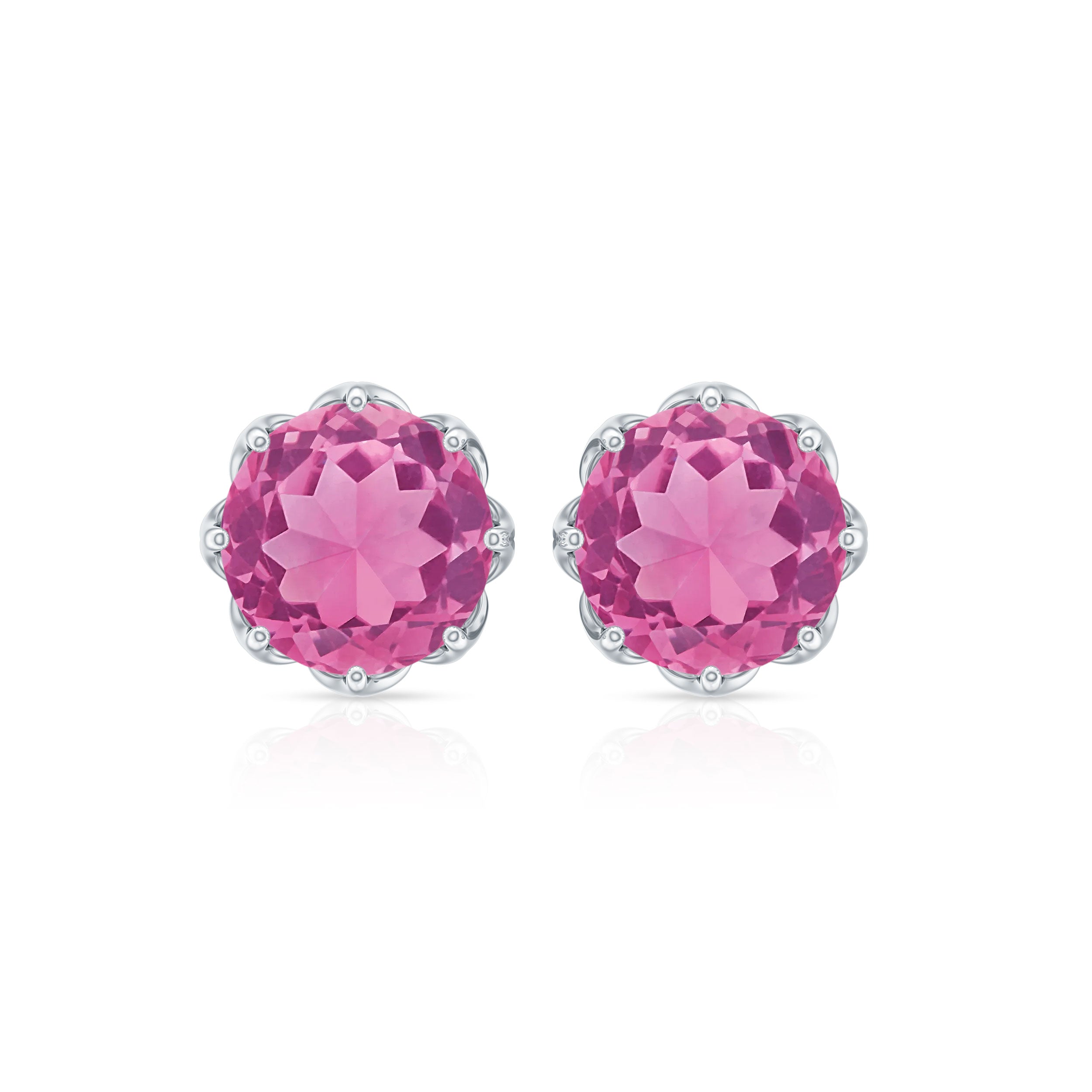 Natural 2.4 Carat Pink Tourmaline Solitaire Earrings with Screw Back