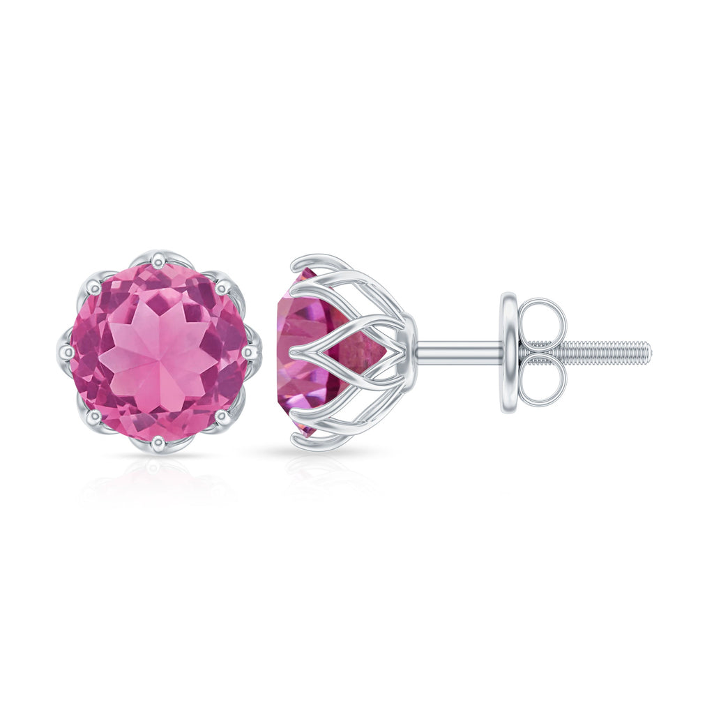 Natural 2.4 Carat Pink Tourmaline Solitaire Earrings with Screw Back