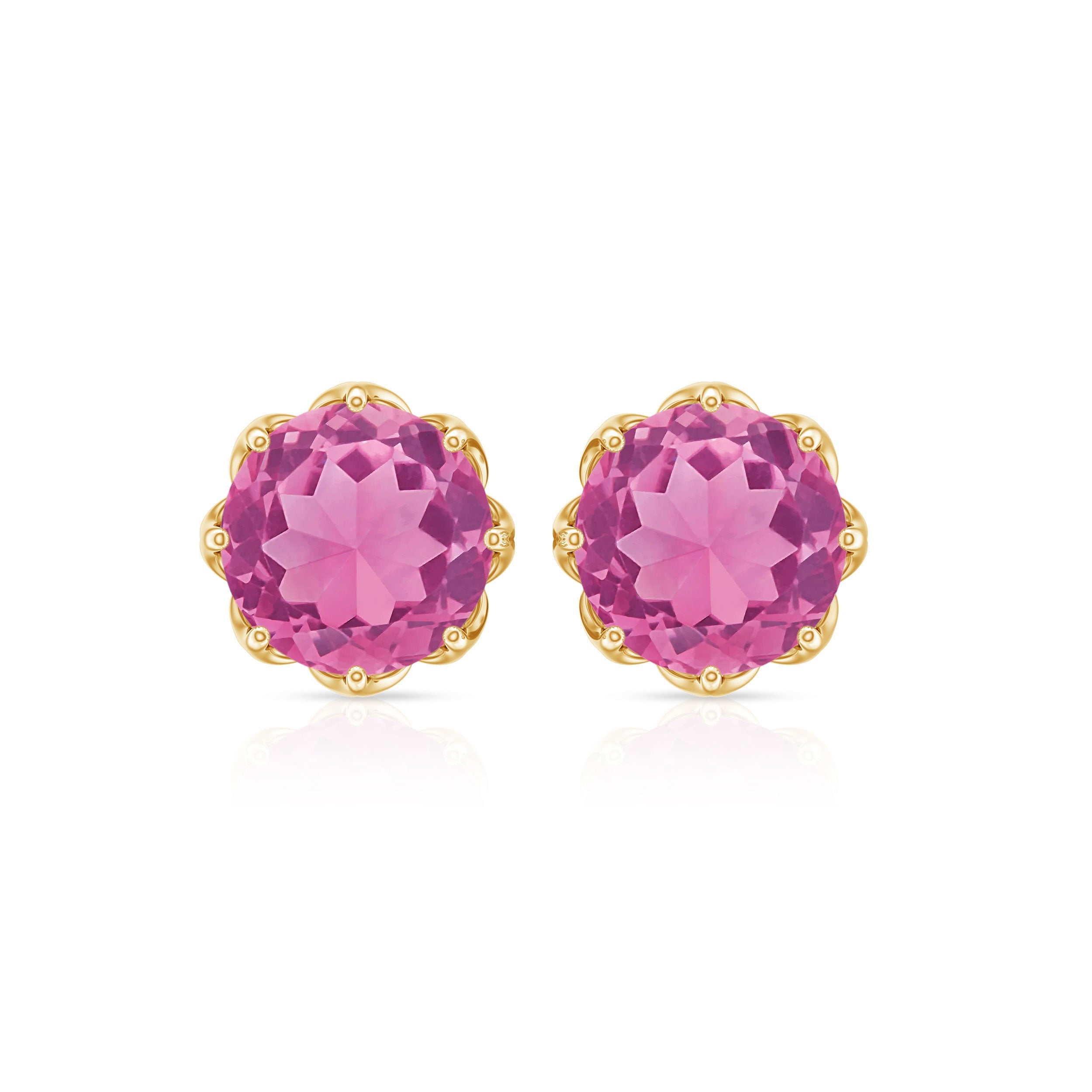 Natural 2.4 Carat Pink Tourmaline Solitaire Earrings with Screw Back