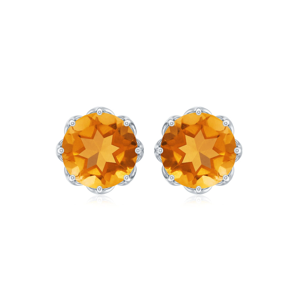 Natural 2.4 Carat Citrine Stud Earrings with Screw Back