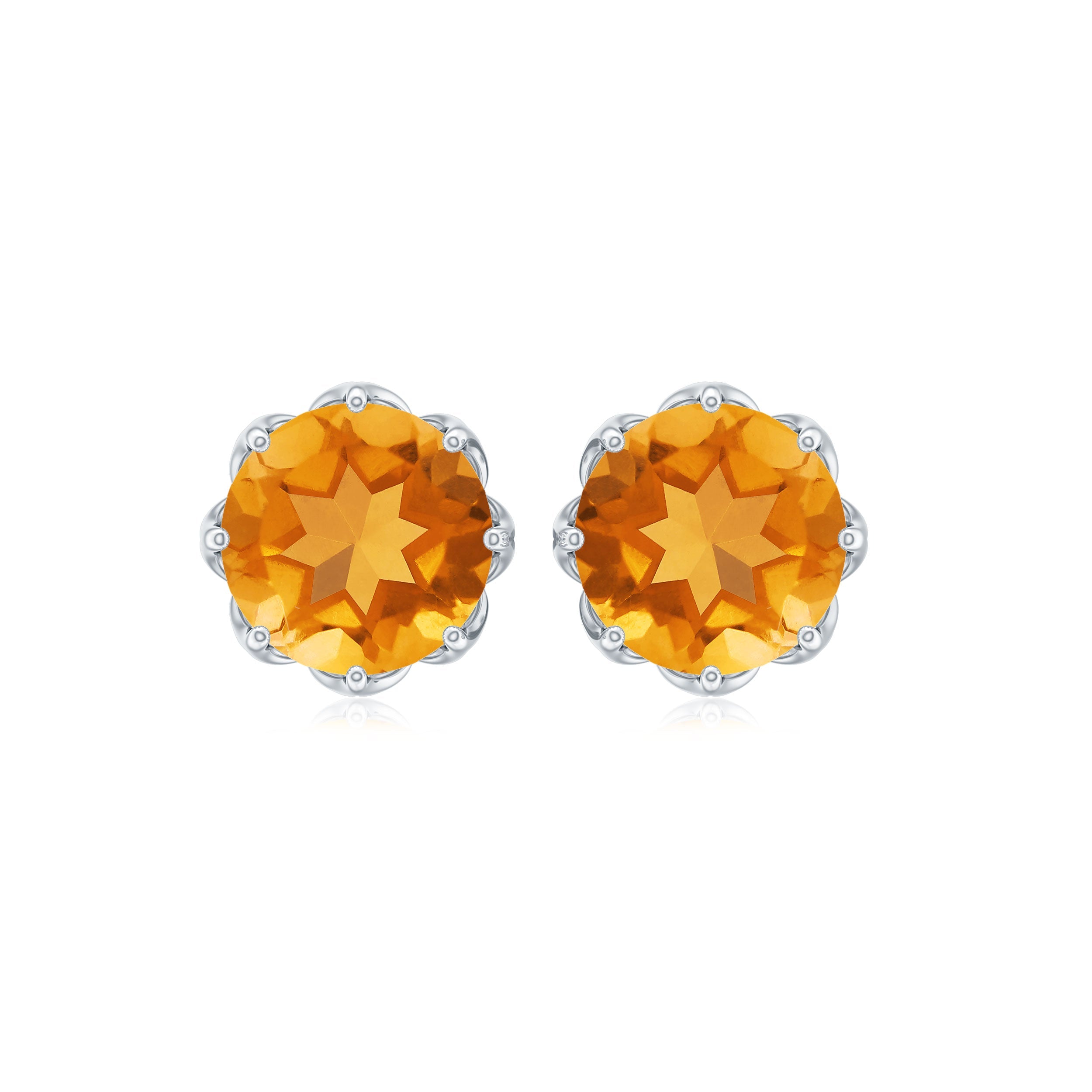 Natural 2.4 Carat Citrine Stud Earrings with Screw Back