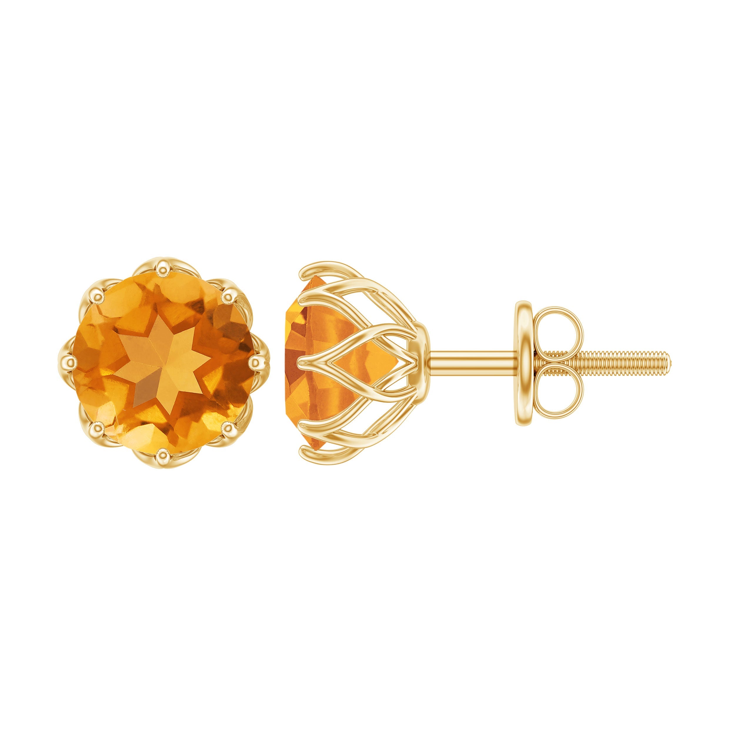 Natural 2.4 Carat Citrine Stud Earrings with Screw Back | Earrings | Wiccan Center