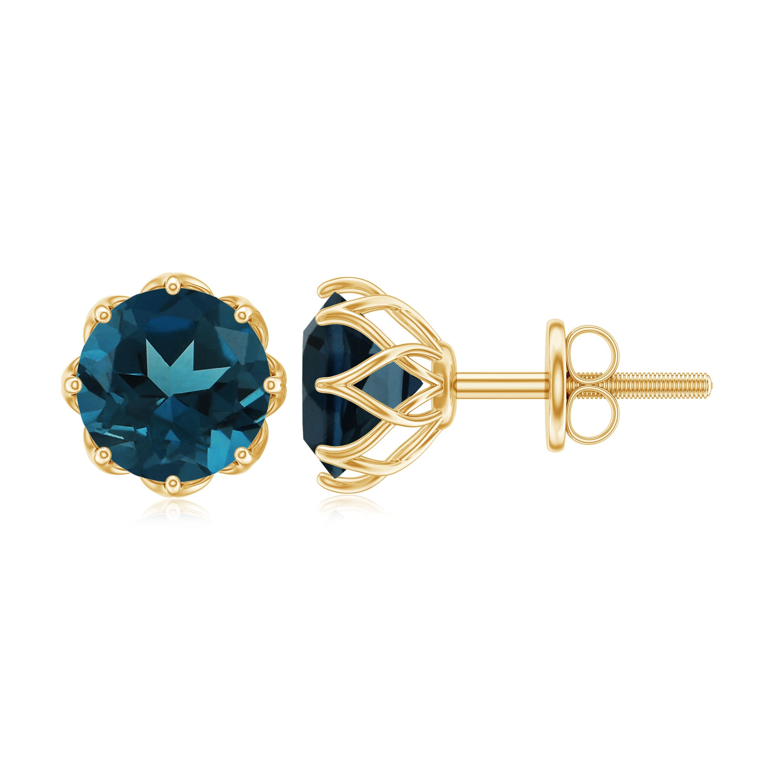 2.7 Carat Genuine London Blue Topaz Solitaire Stud Earrings With Certificate | Earrings | Wiccan Center