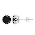Genuine Black Onyx Crown Stud Earrings with Screw Back