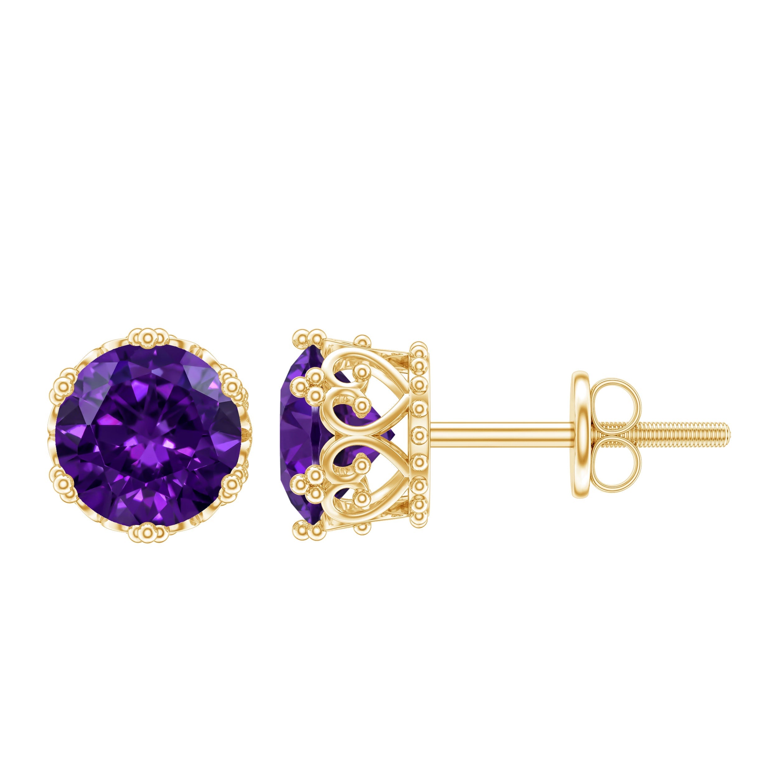 Genuine Amethyst Stud Earrings with Certificate | Earrings | Wiccan Center
