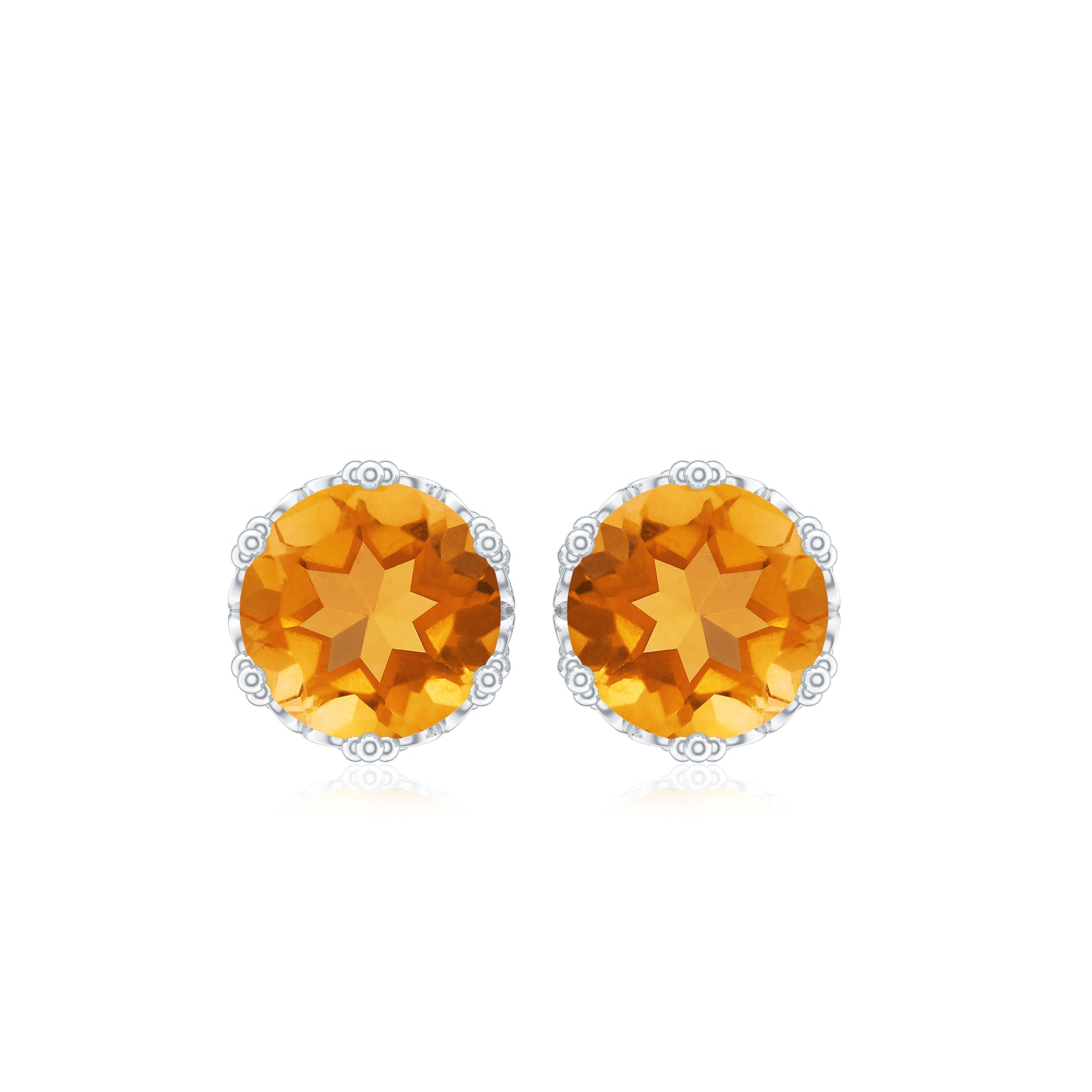 Certified Real 2.4 Carat Citrine Crown Earrings with Screw Back