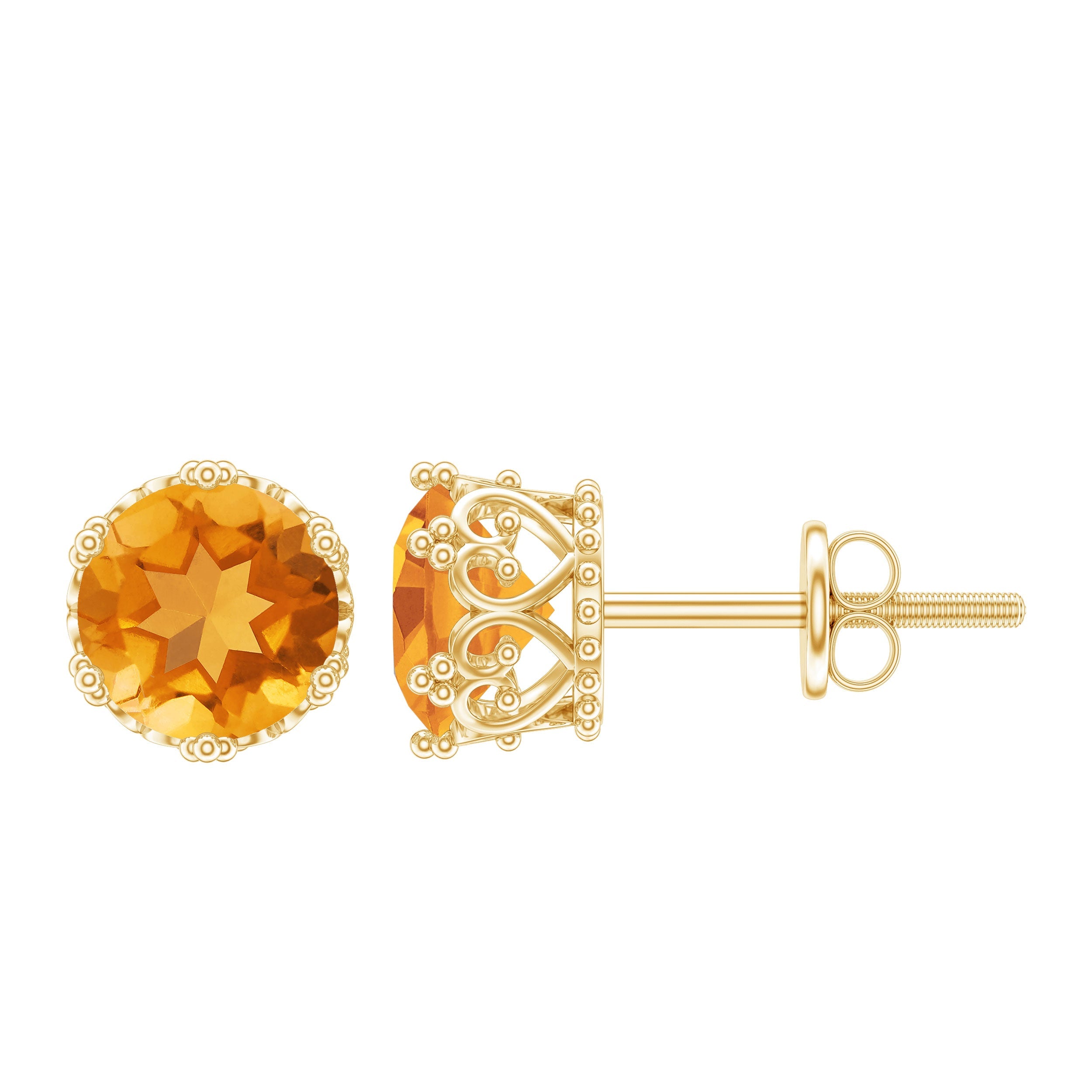 Certified Real 2.4 Carat Citrine Crown Earrings with Screw Back | Earrings | Wiccan Center