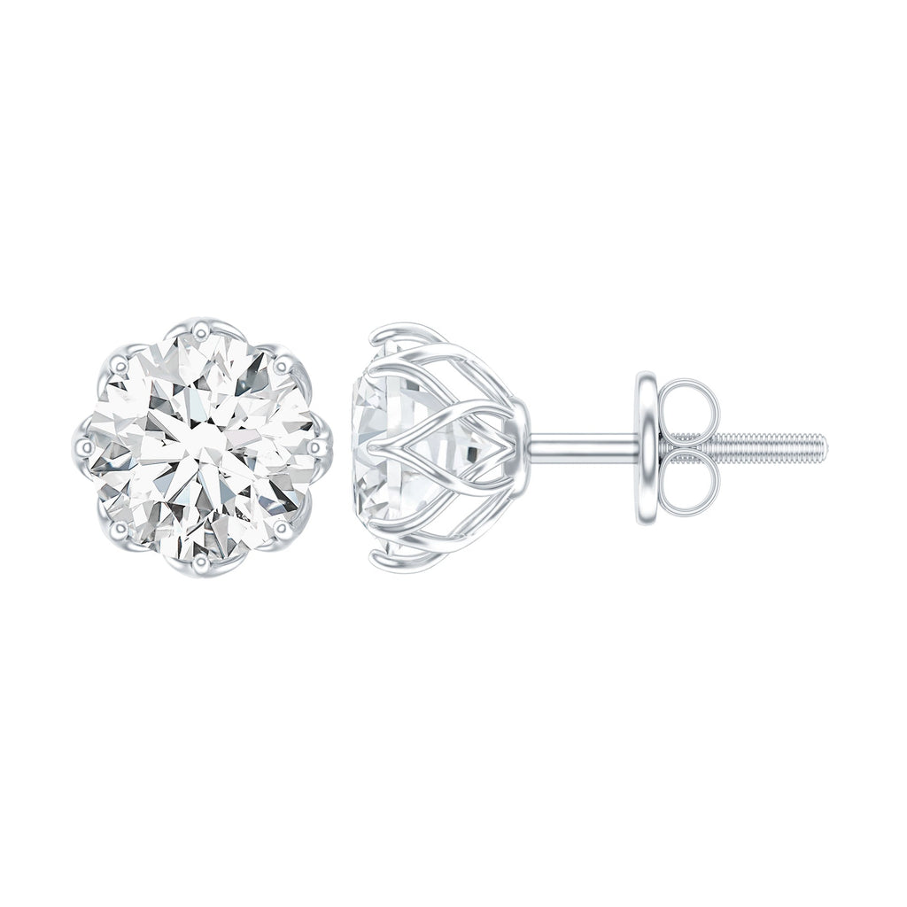 Certified Brilliant Cut 1.9 Carat Moissanite Solitaire Stud Earrings