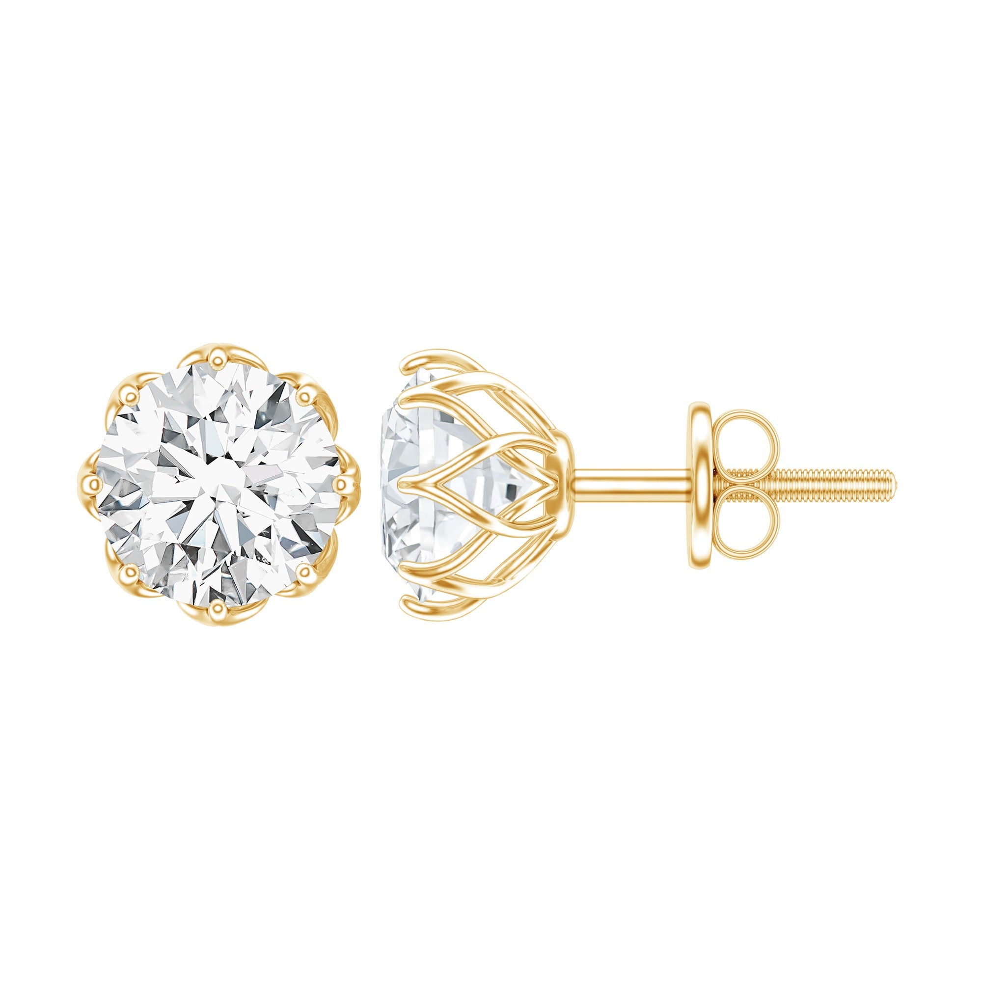 Certified Brilliant Cut 1.9 Carat Moissanite Solitaire Stud Earrings | Earrings | Wiccan Center