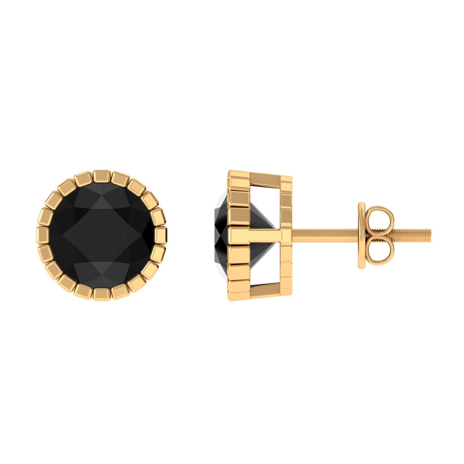 Real 3 Carat Round Shape Black Spinel Stud Earrings with Certificate | Earrings | Wiccan Center
