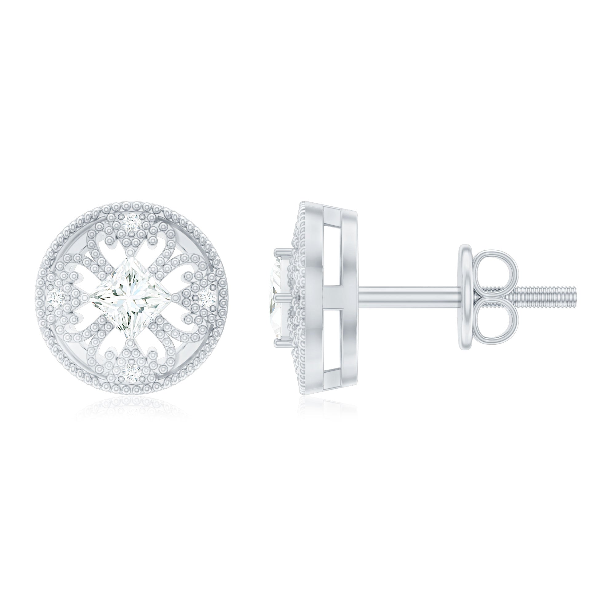 Real Diamond Bridal Stud Earrings With Certificate