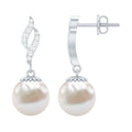 14.9 Carat Freshwater Pearl Drop Earrings with Diamond Accents