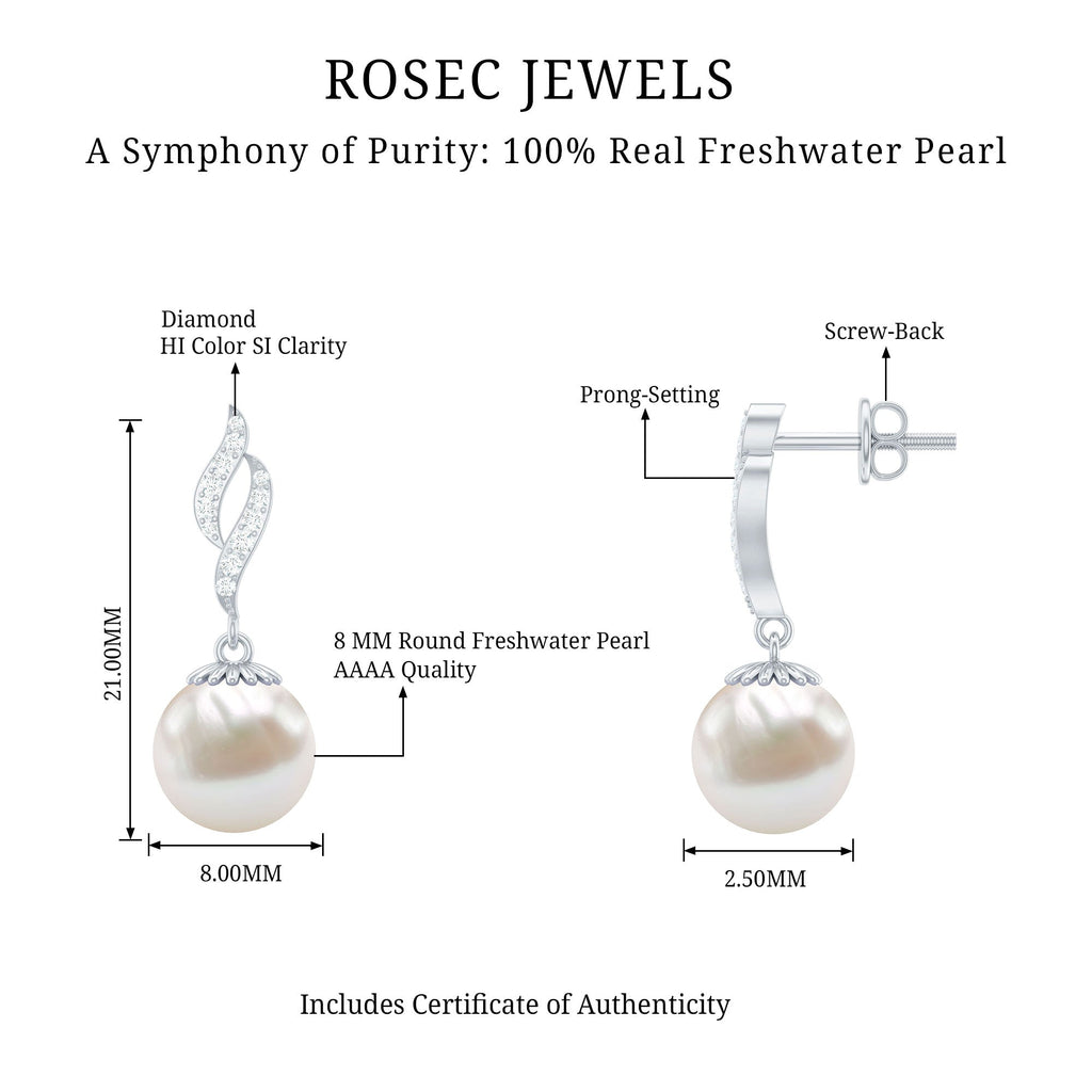 14.9 Carat Freshwater Pearl Drop Earrings with Diamond Accents