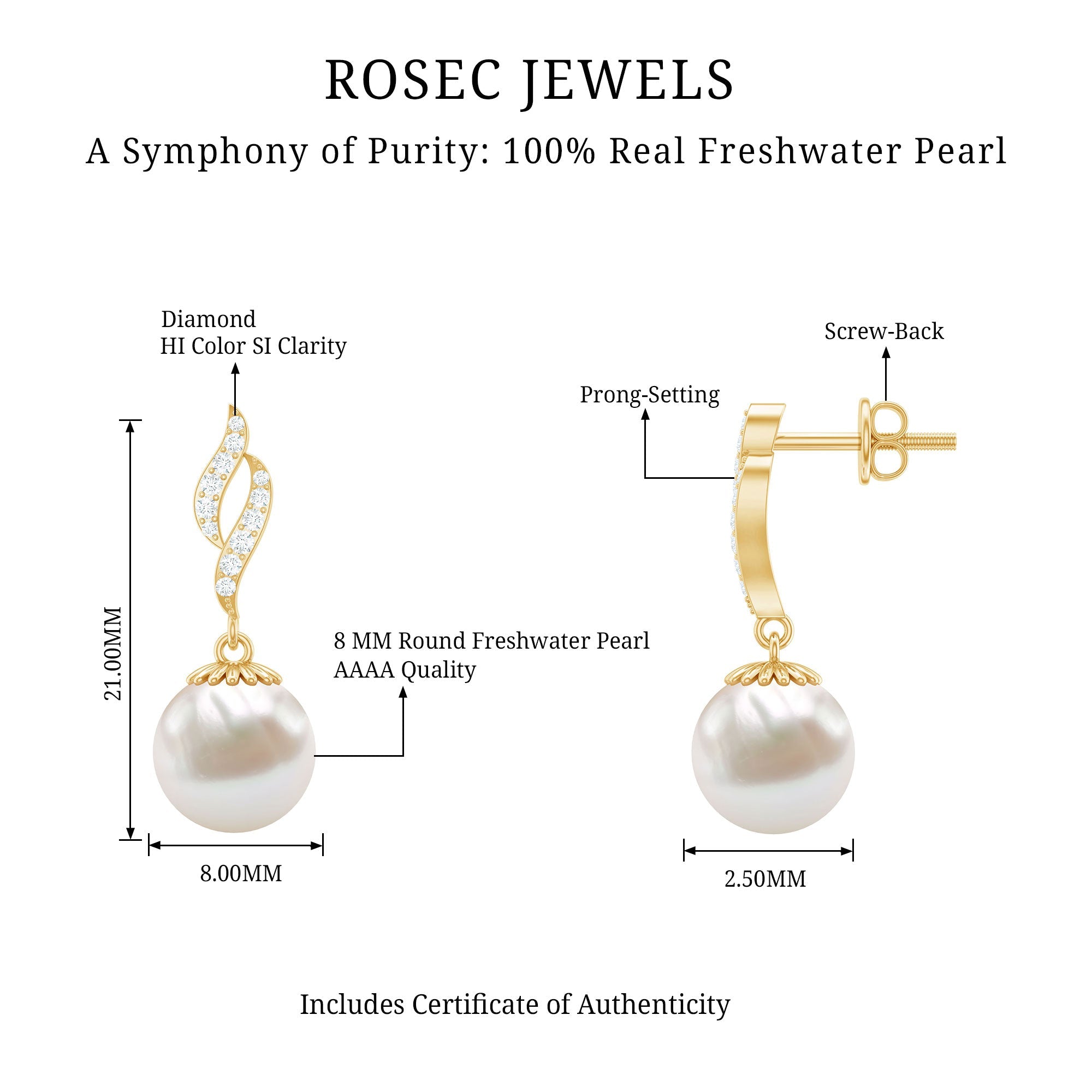 14.9 Carat Freshwater Pearl Drop Earrings with Diamond Accents
