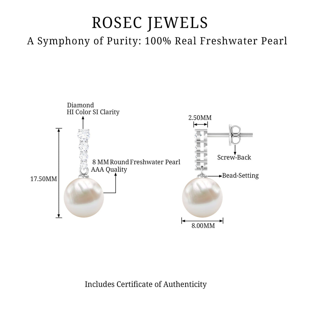 14.9 Carat Freshwater Pearl Drop Earrings with Diamond