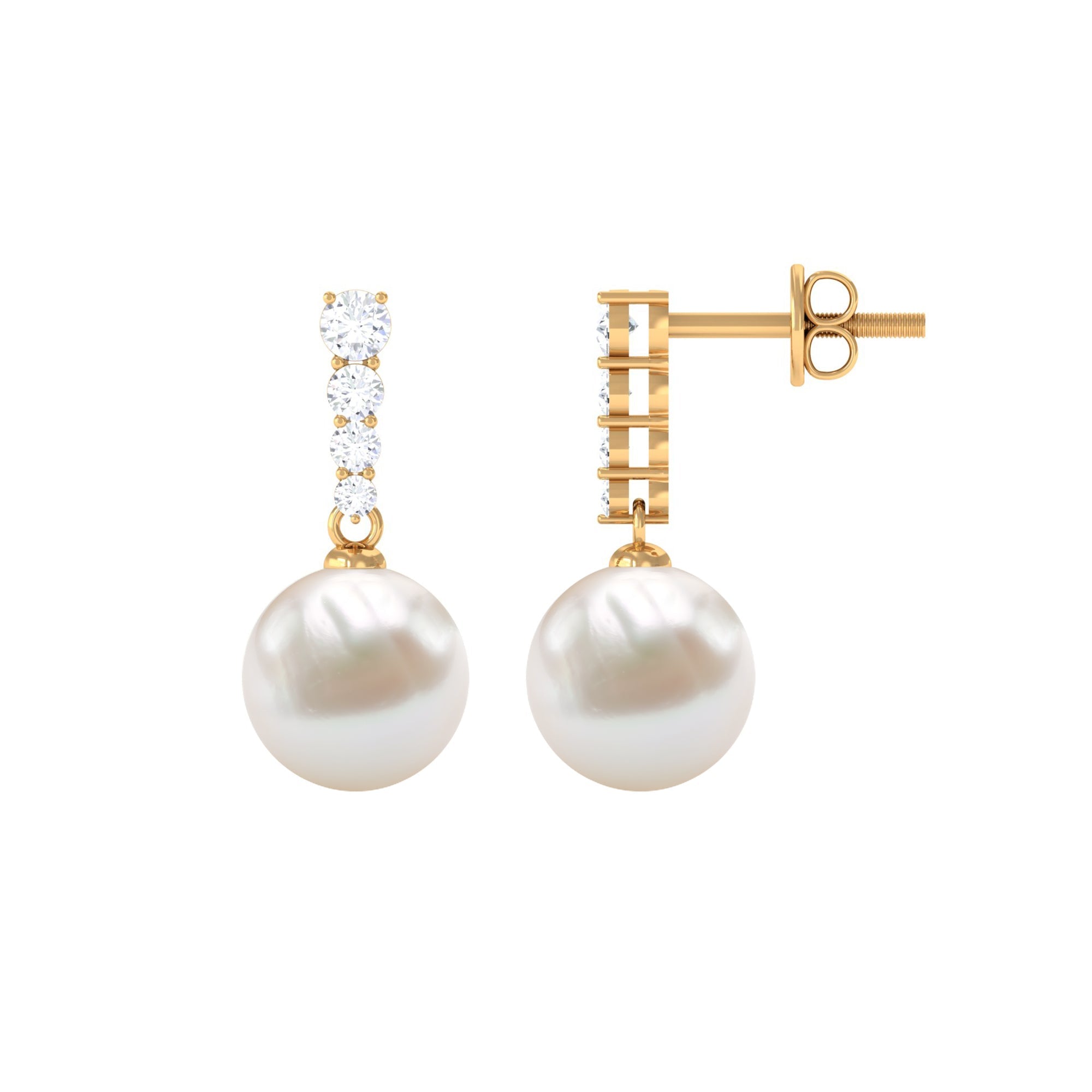 14.9 Carat Freshwater Pearl Drop Earrings with Diamond | Earrings | Wiccan Center