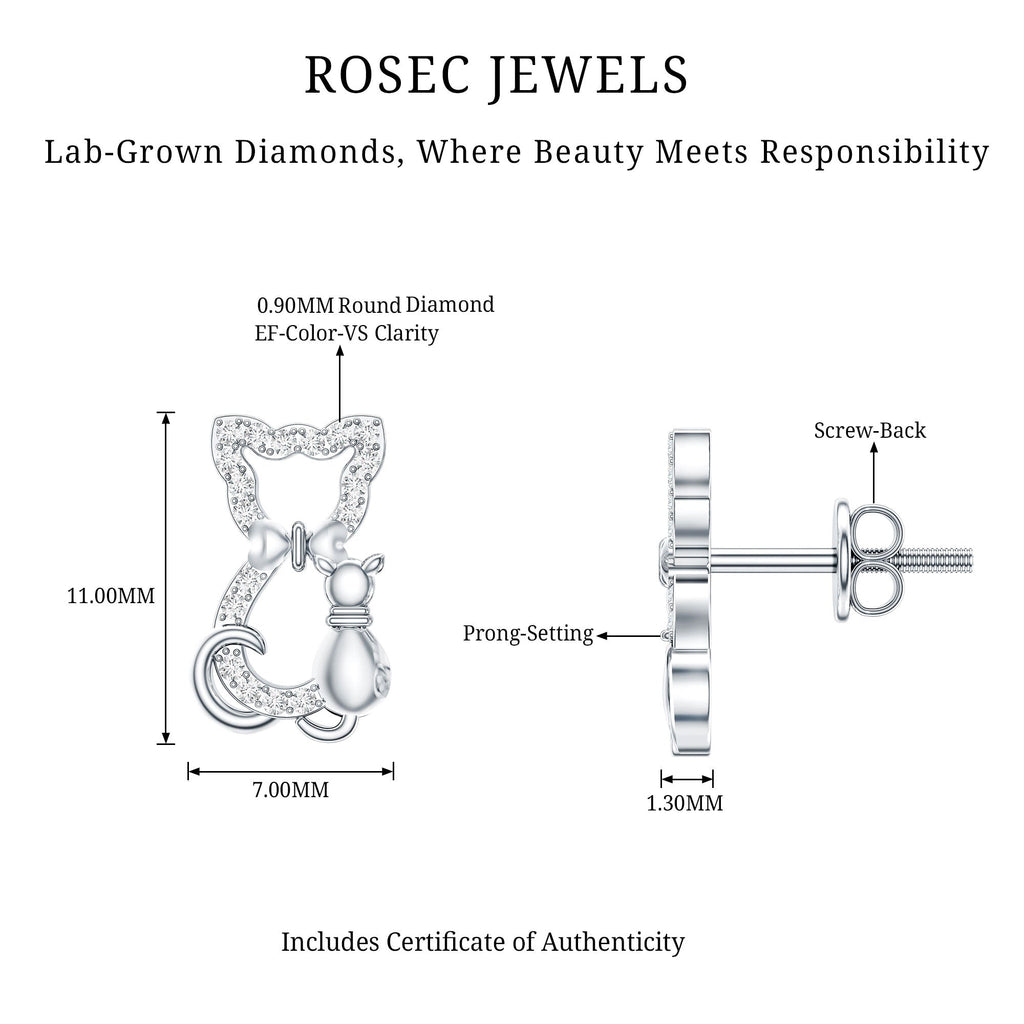 Certified Diamond Cat Stud Earrings