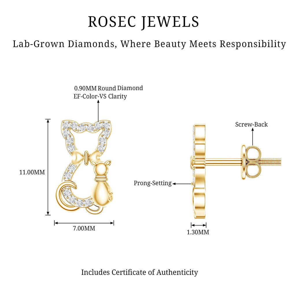 Certified Diamond Cat Stud Earrings