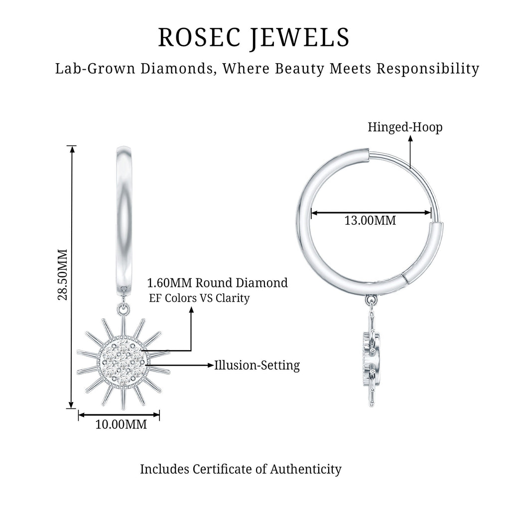 Certified Diamond Sunburst Hoop Earrings