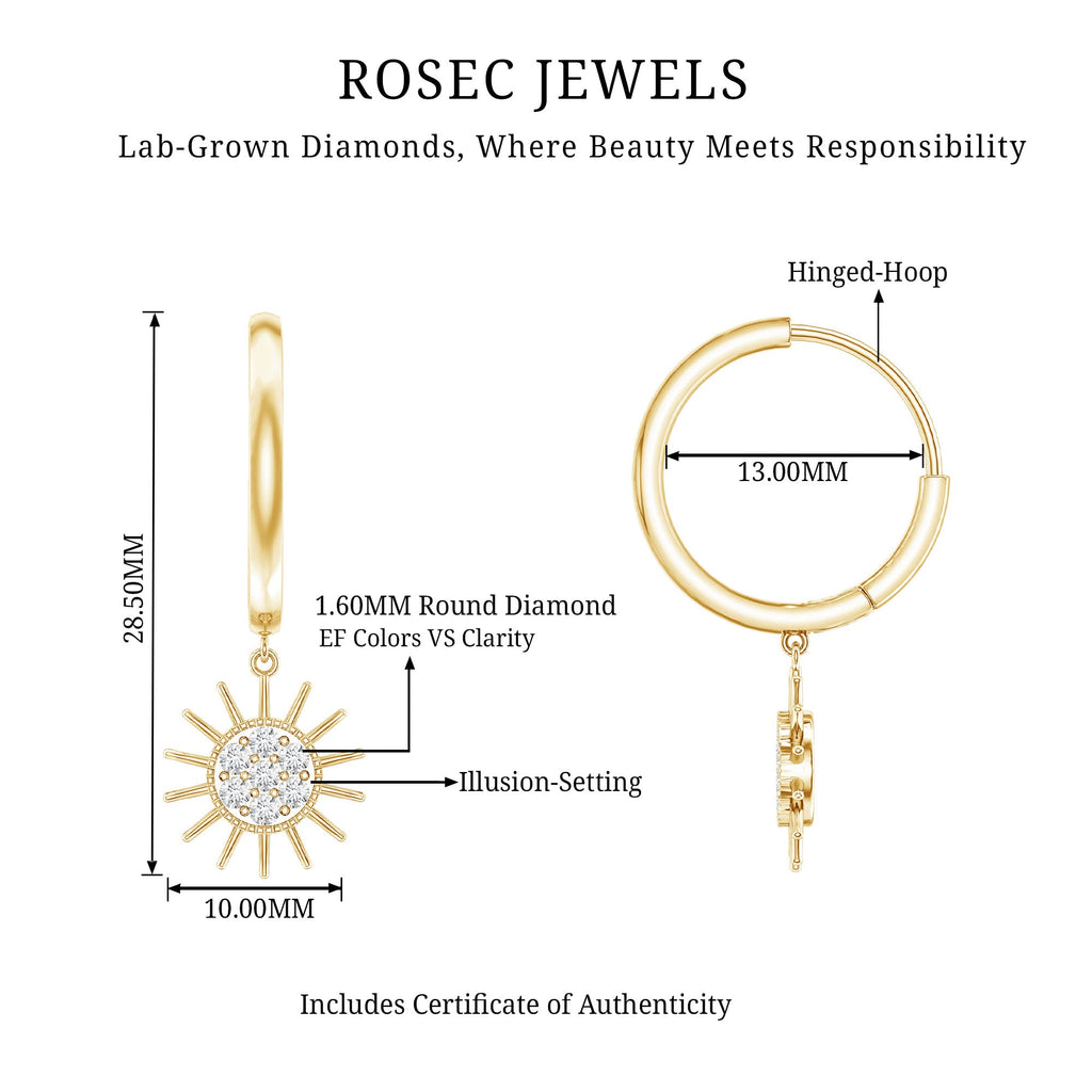 Certified Diamond Sunburst Hoop Earrings