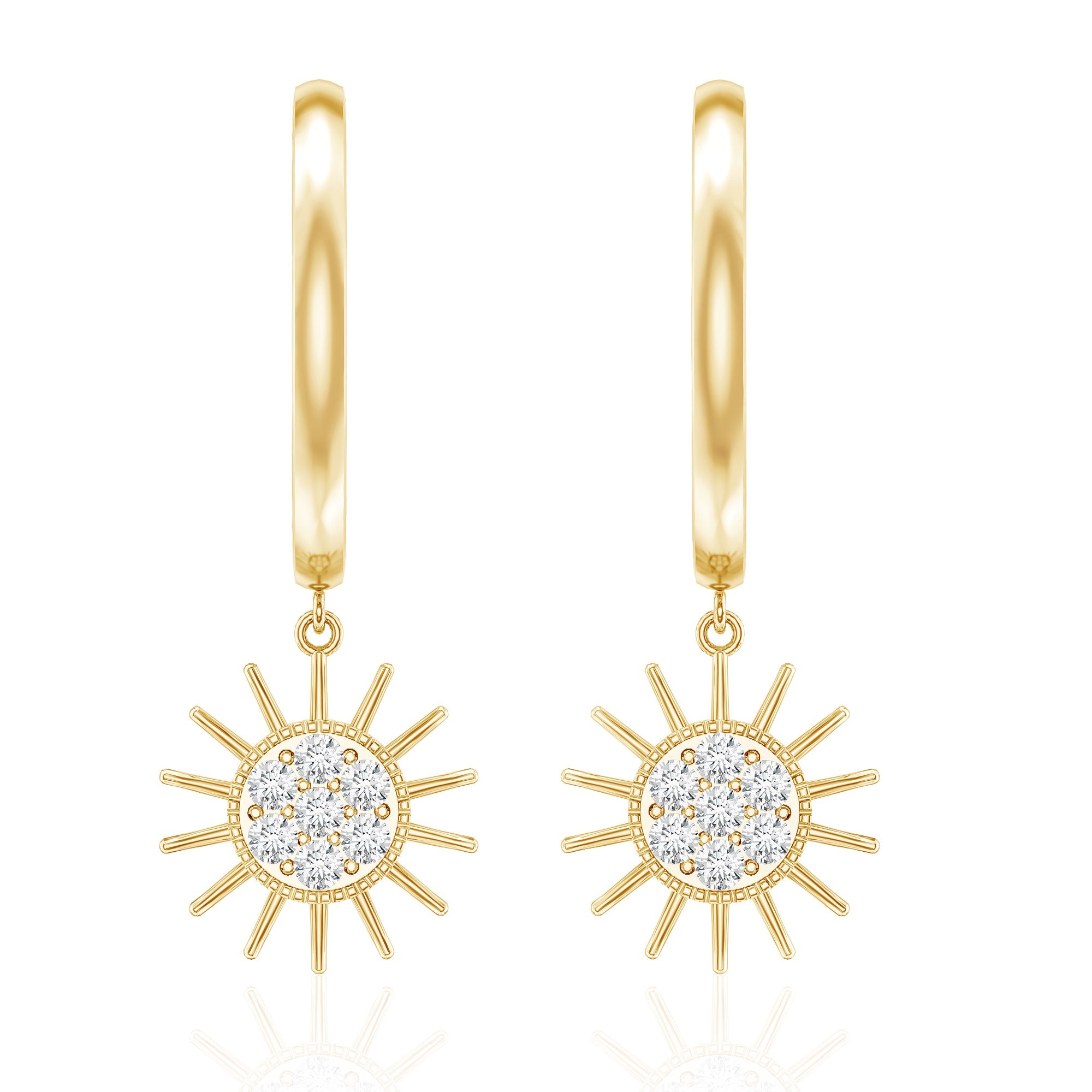 Certified Diamond Sunburst Hoop Earrings
