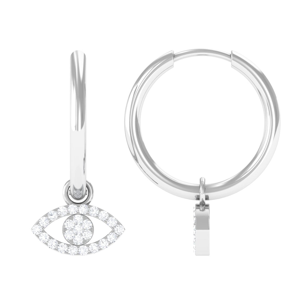 Natural Diamond Evil Eye Drop Hoop Earrings | Earrings | Wiccan Center
