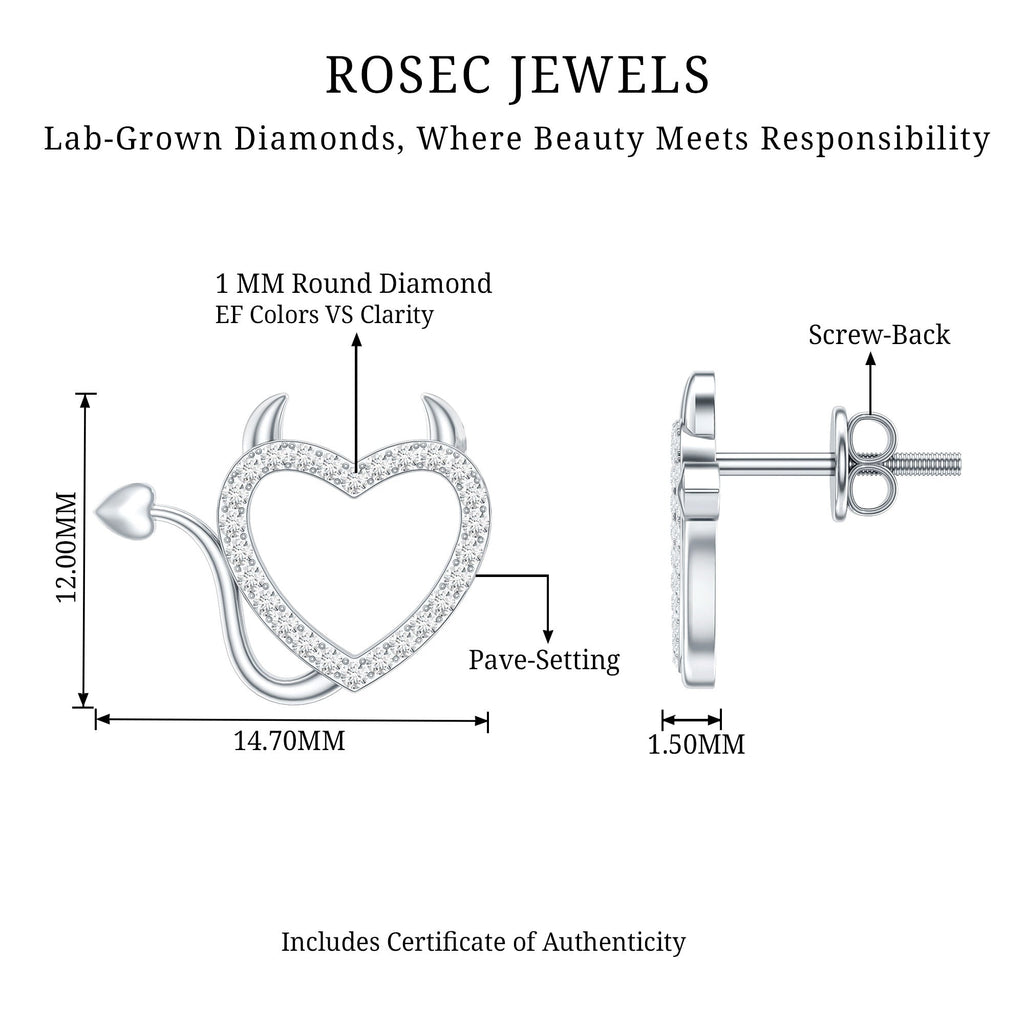 Round Diamond Devil Heart Earrings