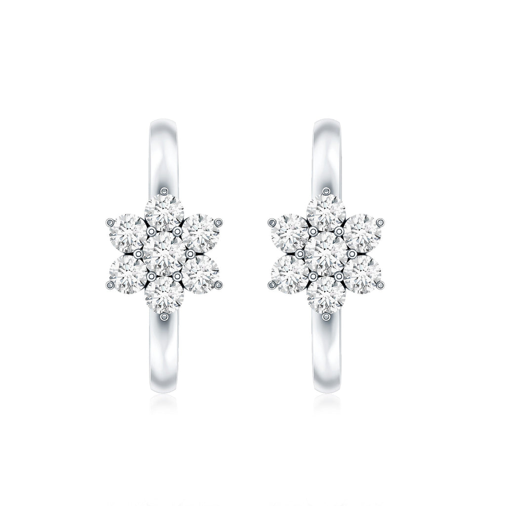 Diamond Flower Hoop Earrings For Her