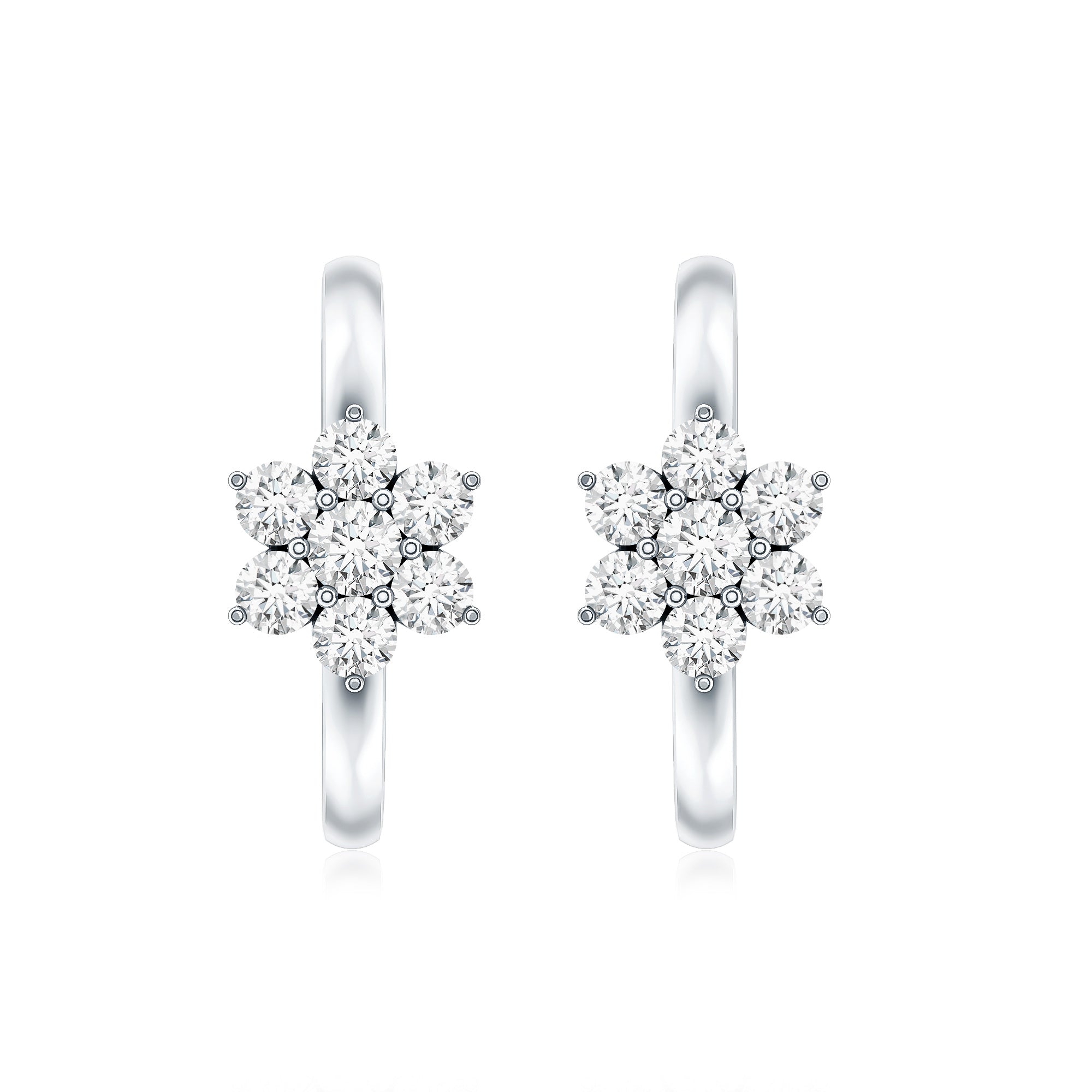 Diamond Flower Hoop Earrings For Her