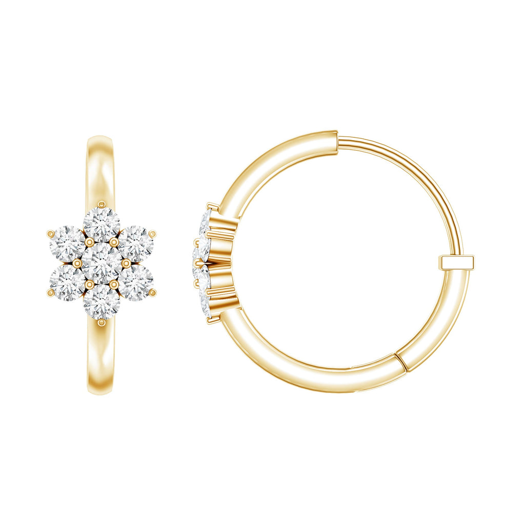 Diamond Flower Hoop Earrings For Her