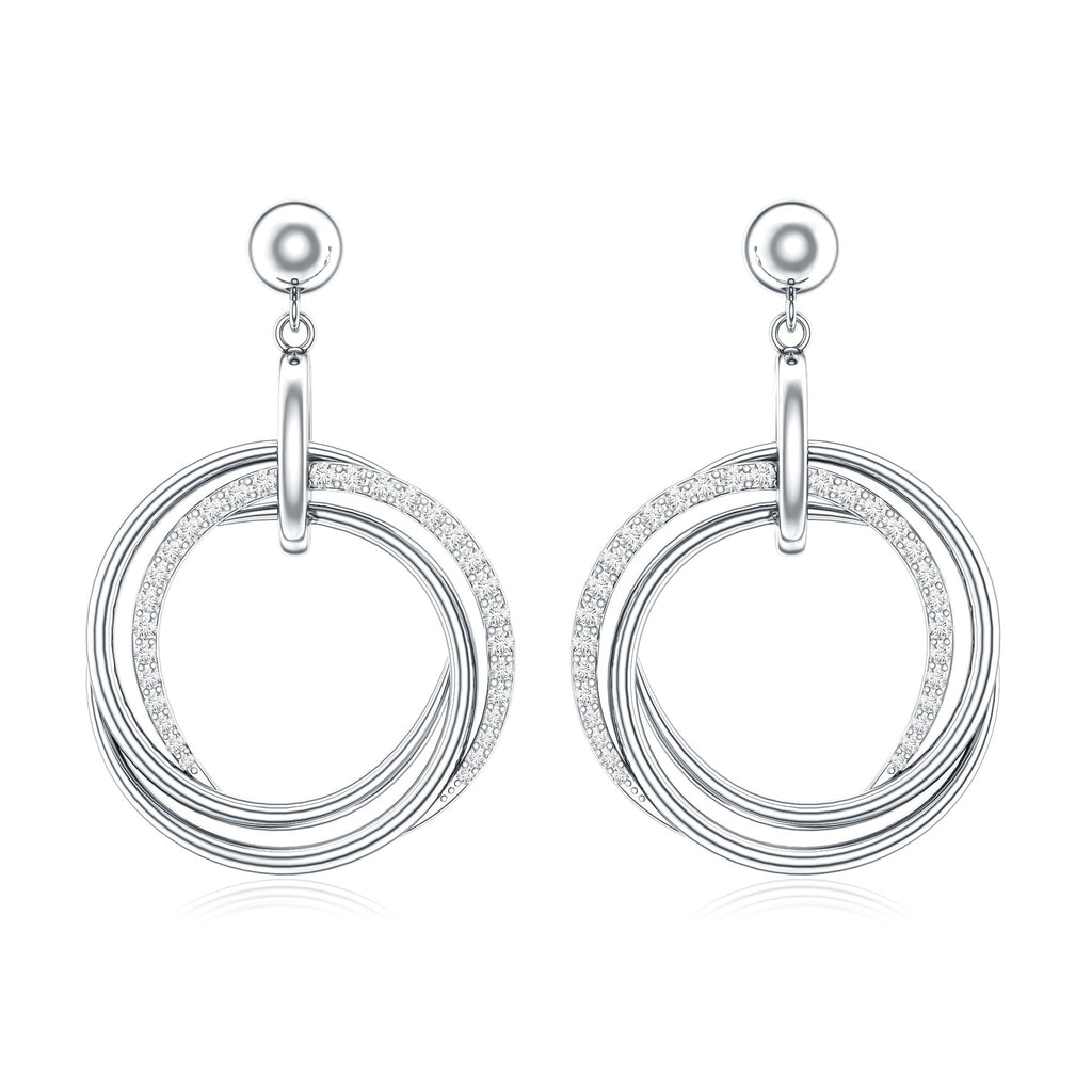 Round Cut Diamond Drop Earring with Screw Back Closure