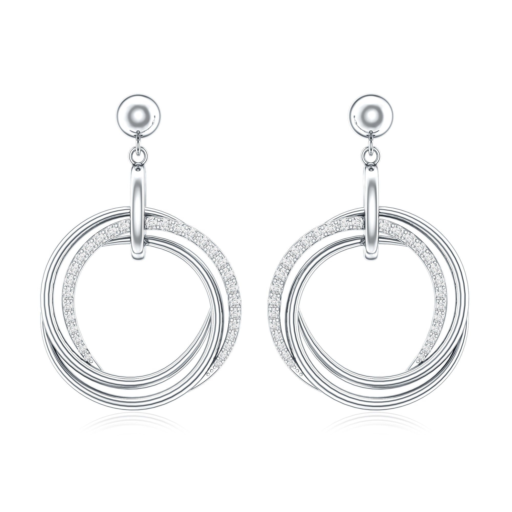 Round Cut Diamond Drop Earring with Screw Back Closure