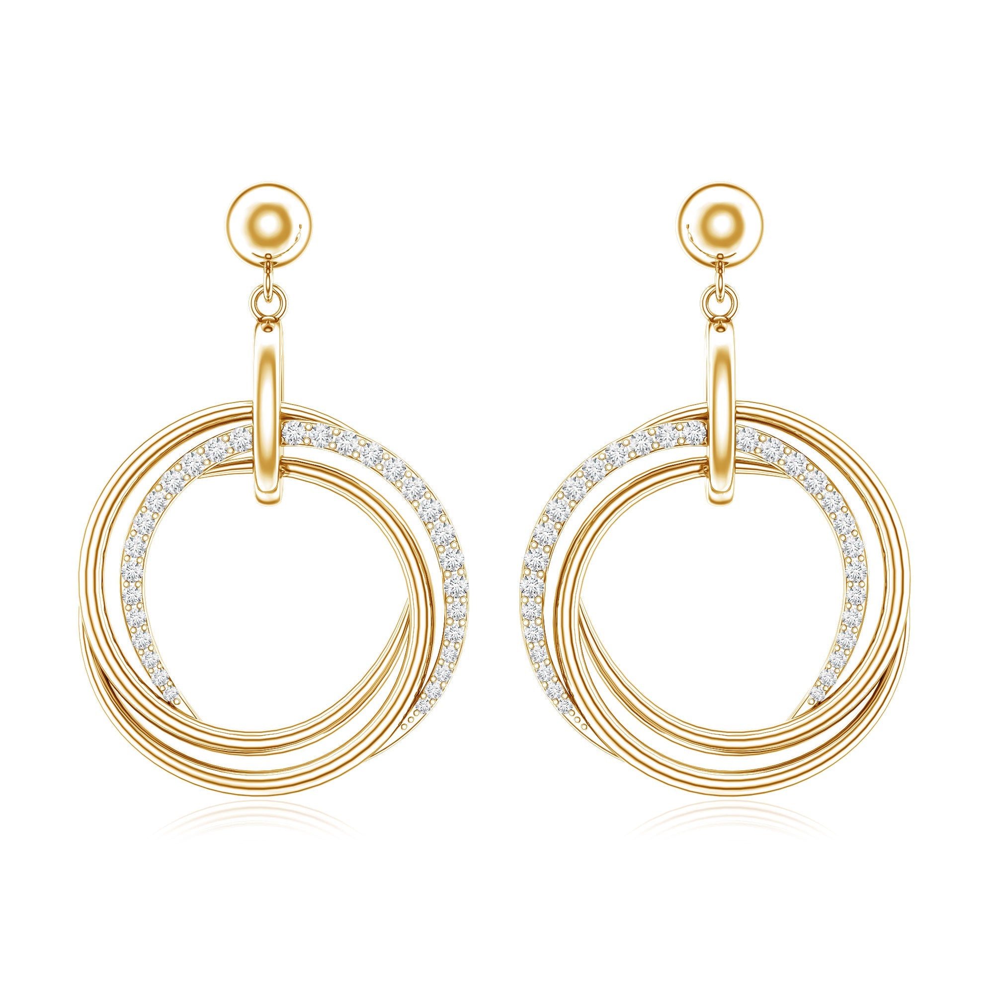 Round Cut Diamond Drop Earring with Screw Back Closure