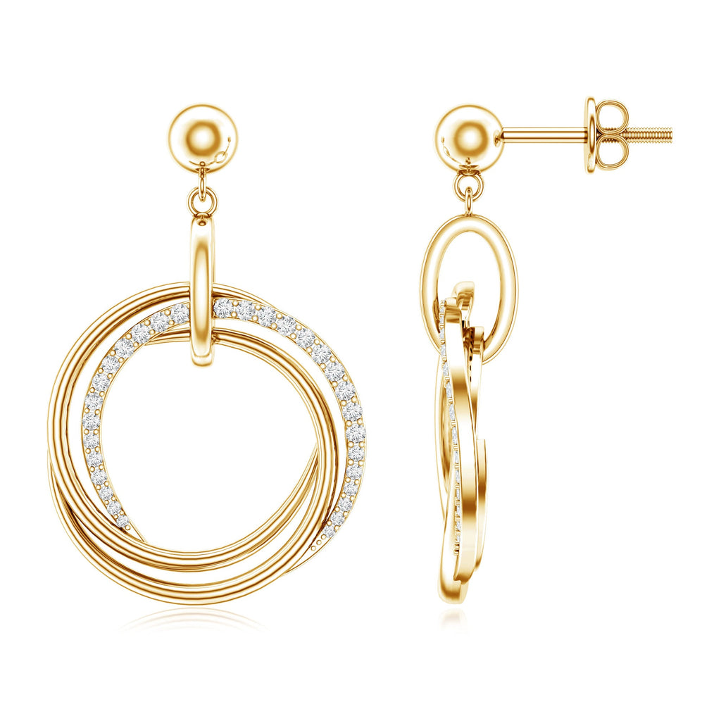 Round Cut Diamond Drop Earring with Screw Back Closure