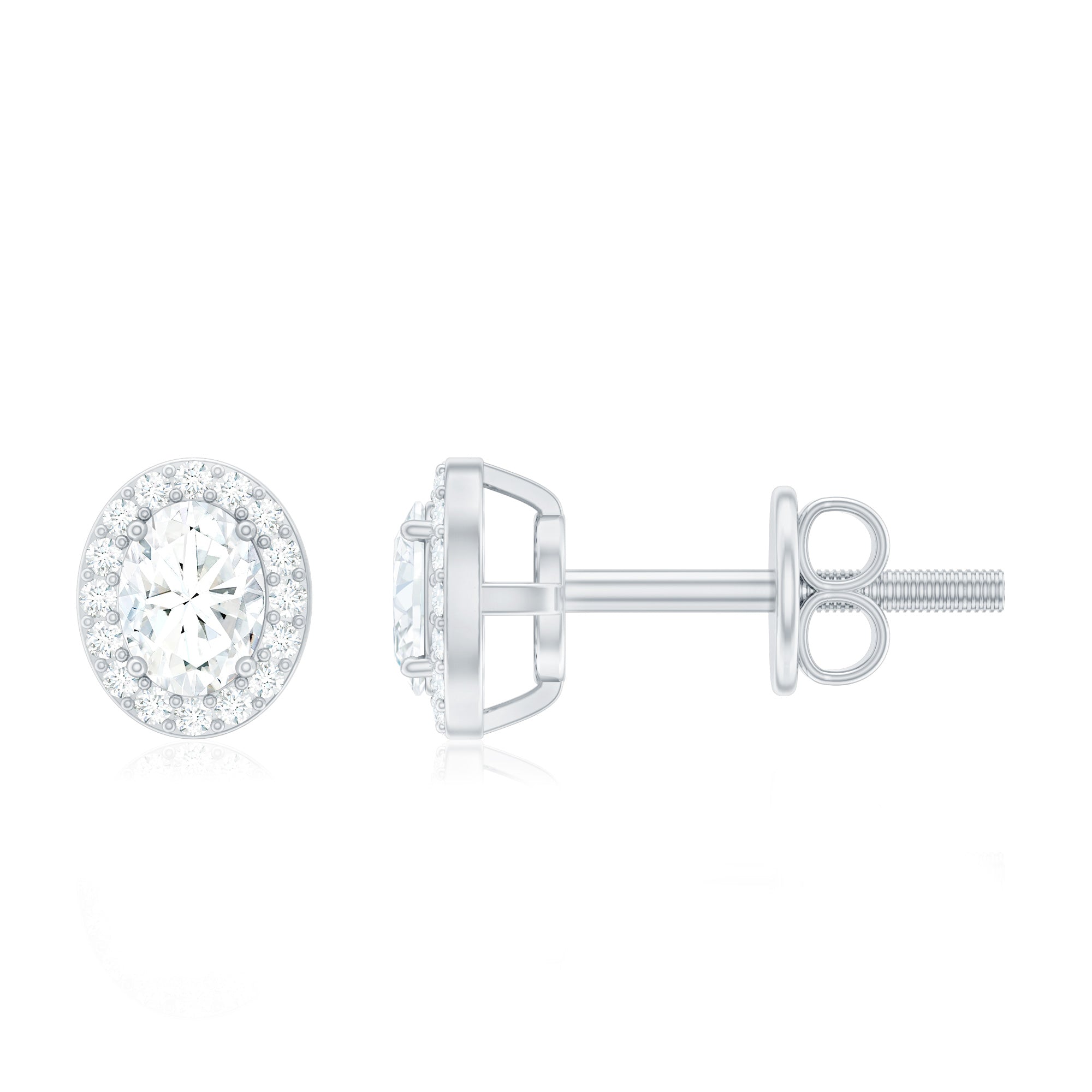 Halo Diamond Earrings With Screw Back